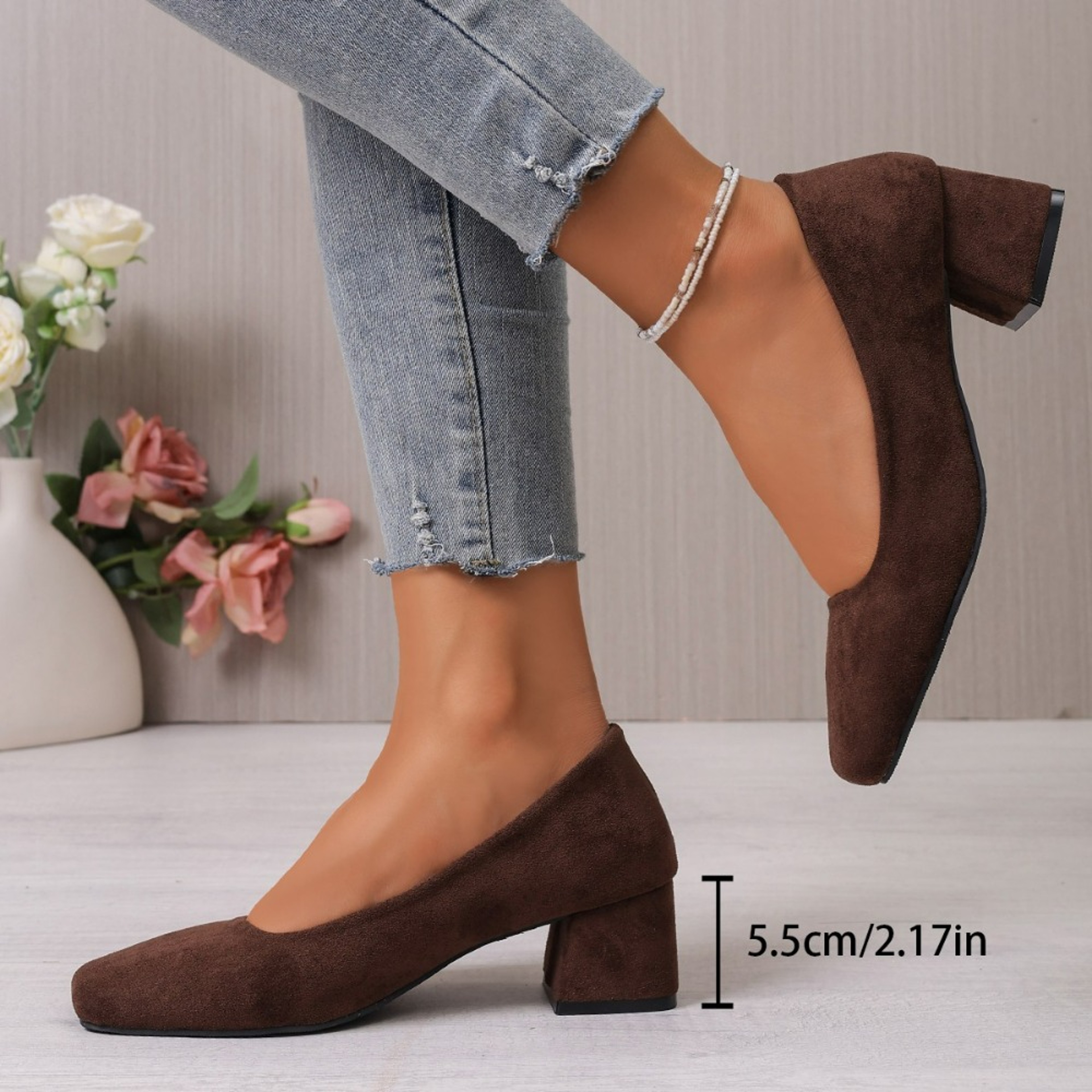 Shallow Women High Heels Shoes, Retro Mid Heels Pumps, Fashion Trend Autumn Designer Walking Dress Shoes – view 6