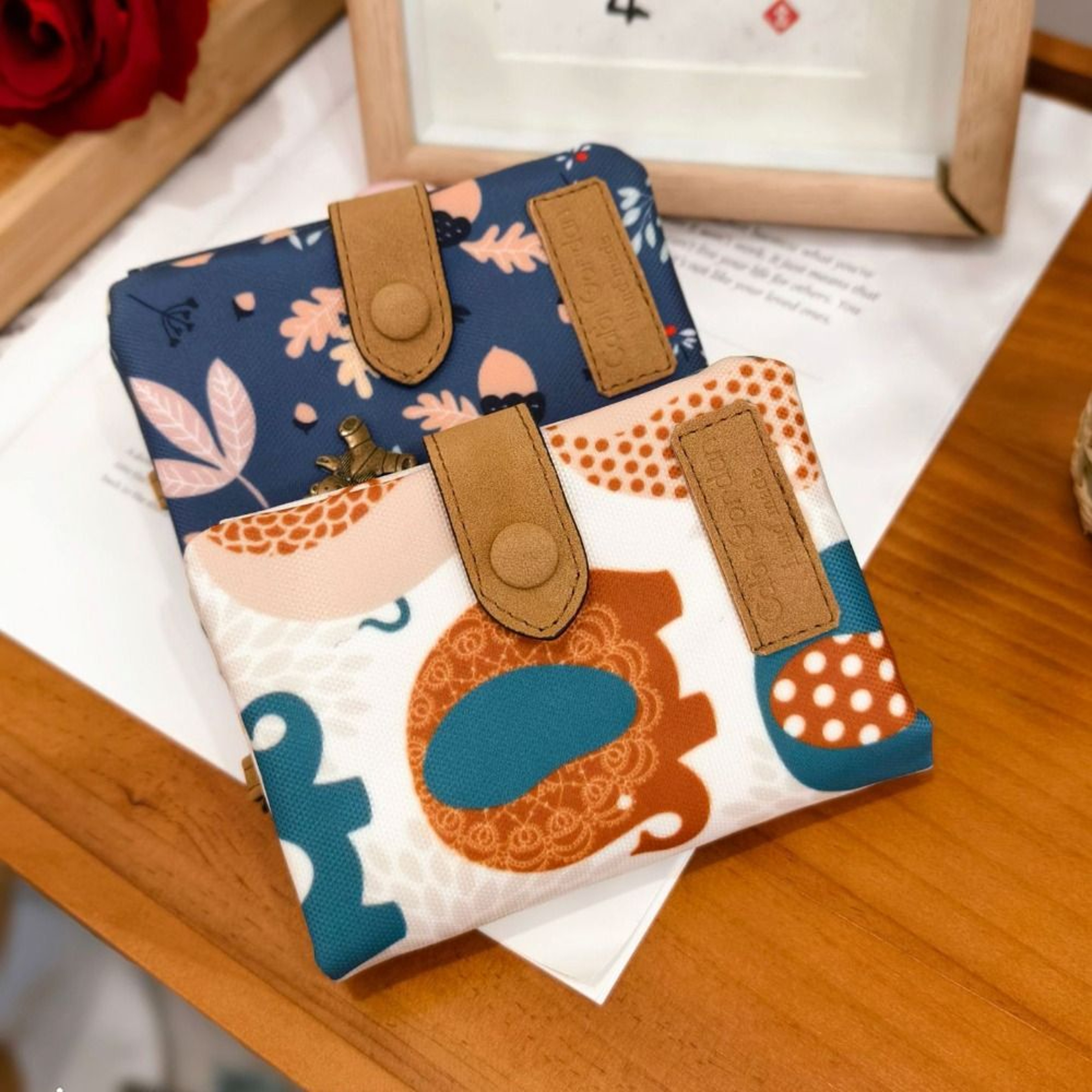 Women Cute Zipper Hasp Short Wallet PU Leather Coin Purse Money Bag With ID Card Holder Frosted Pri 1