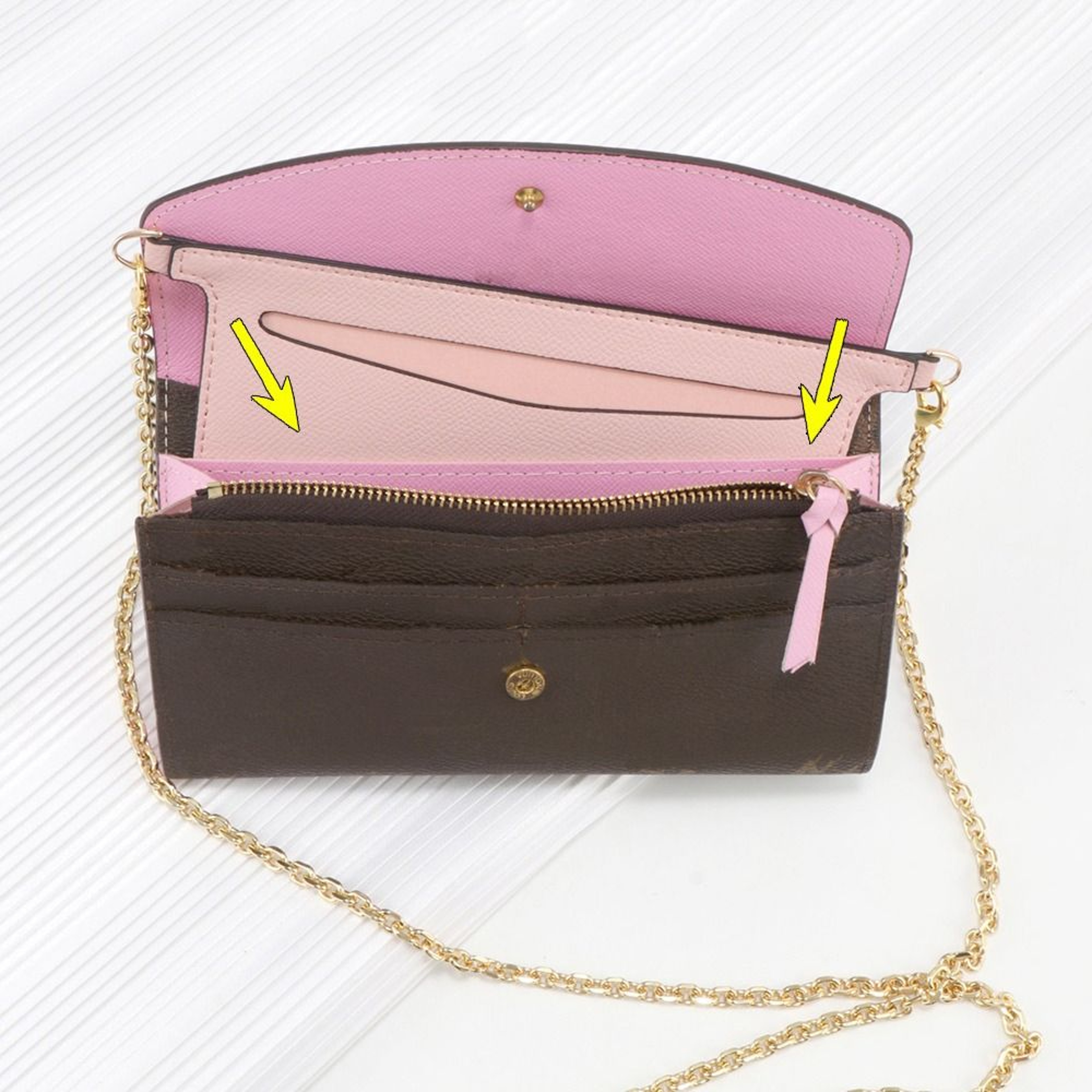 PU Leather Wallet Insert For Chain Strap With D Rings Women Crossbody Purse Insert Organizer 2