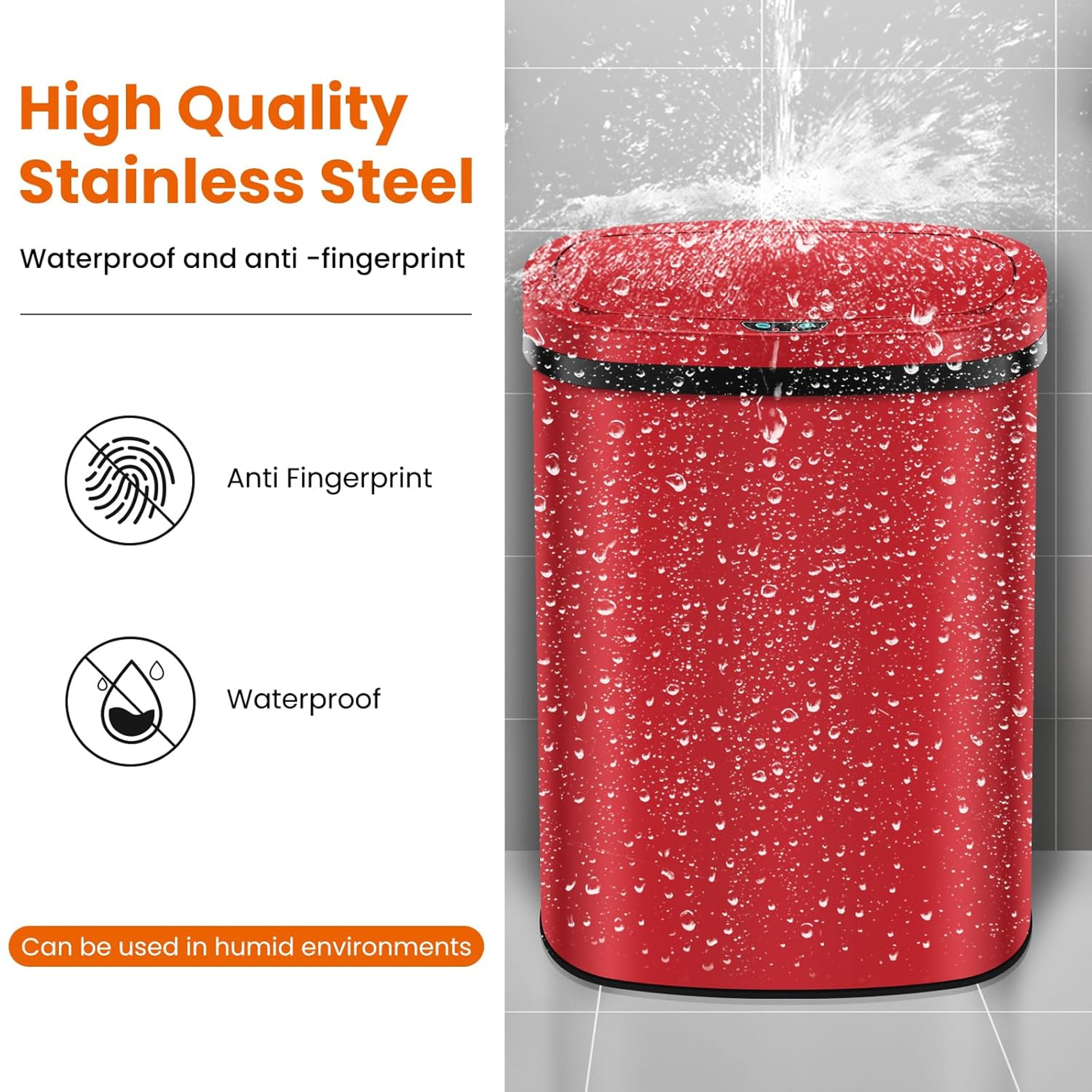 Stainless Steel Automatic Sensor Trash Can No Touch Garbage Can HighCapacity Kitchen Waste Bin 2