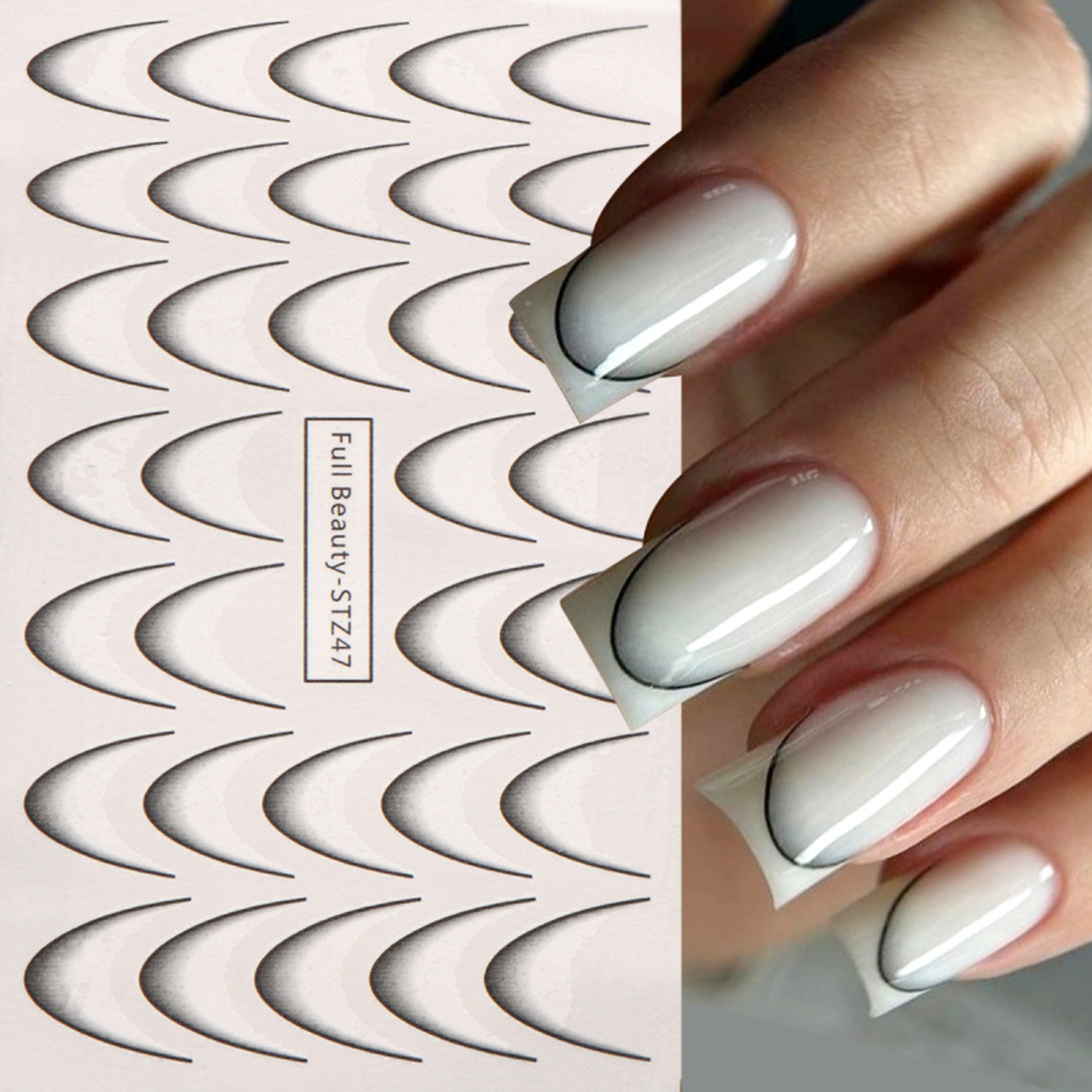 Gradient French Nail Art Stickers for Ombre Manicure Ink Blooming Wave Line Water Transfer Decals Decorations – view 5