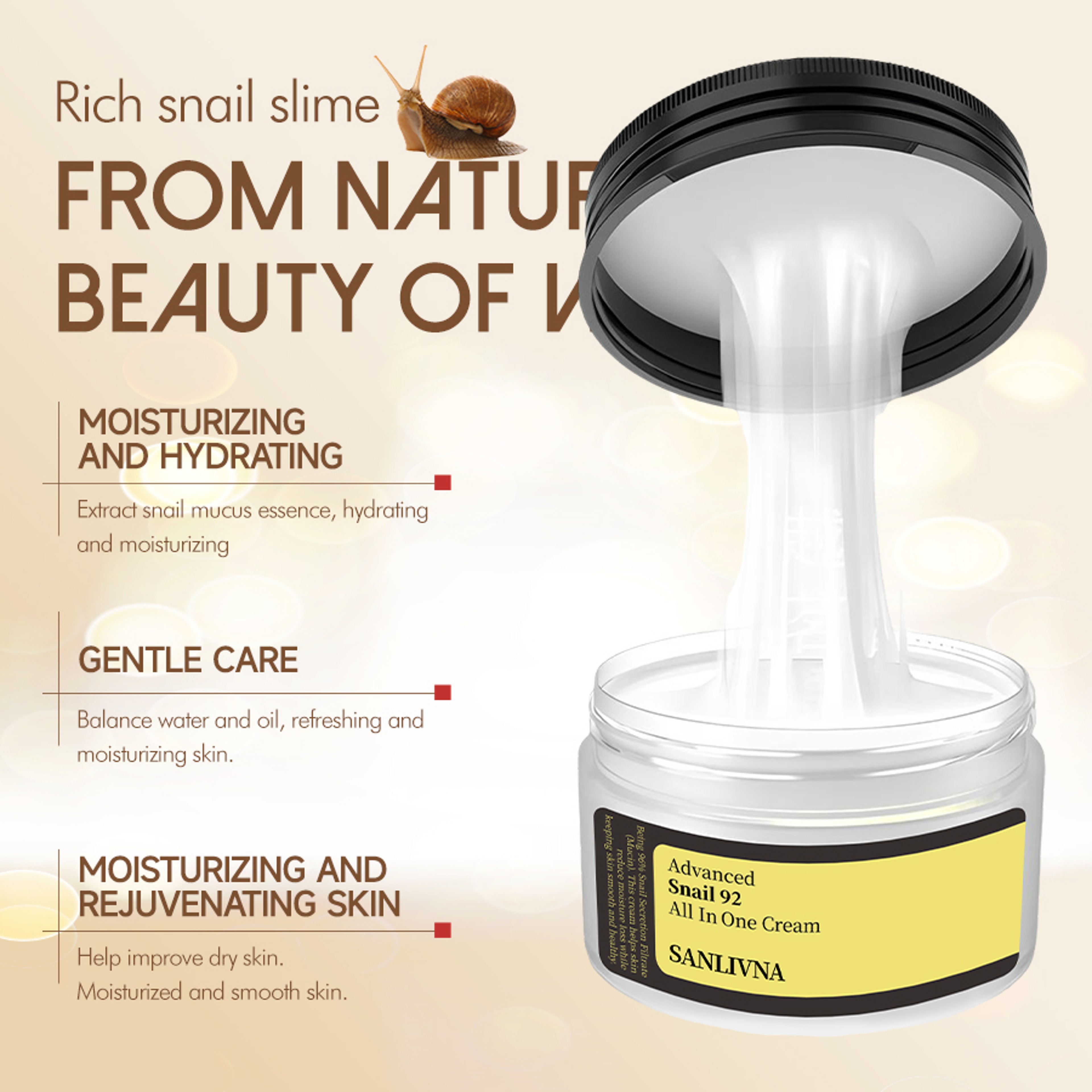 Advanced Snail Mucin Anti-Aging Repair Cream Nourishing Facial Cream for Skin Barrier Improvement – view 4