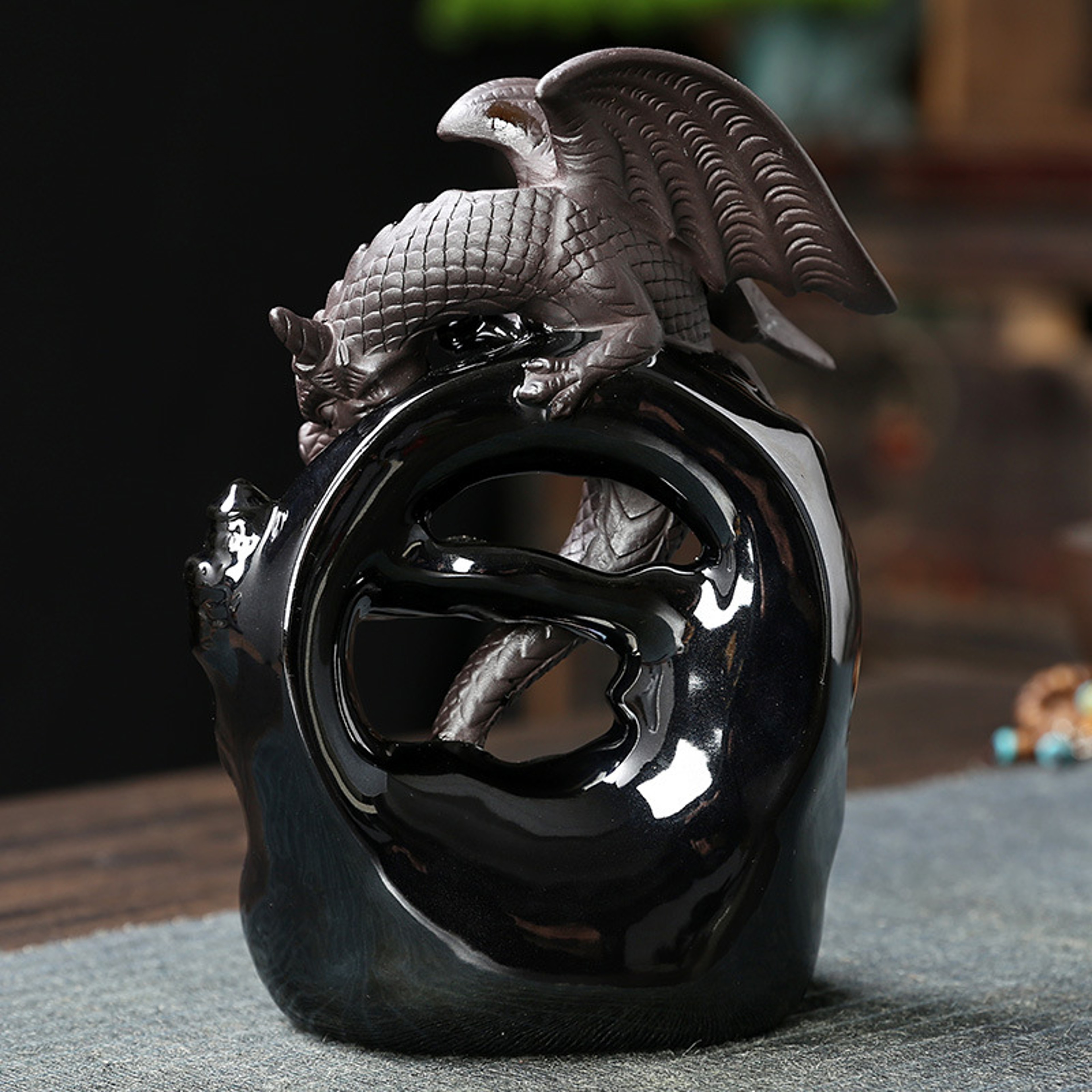 Vintage Dragon Backflow Incense Burner Ceramic Aromatherapy Decor For Home Tabletop Style 1