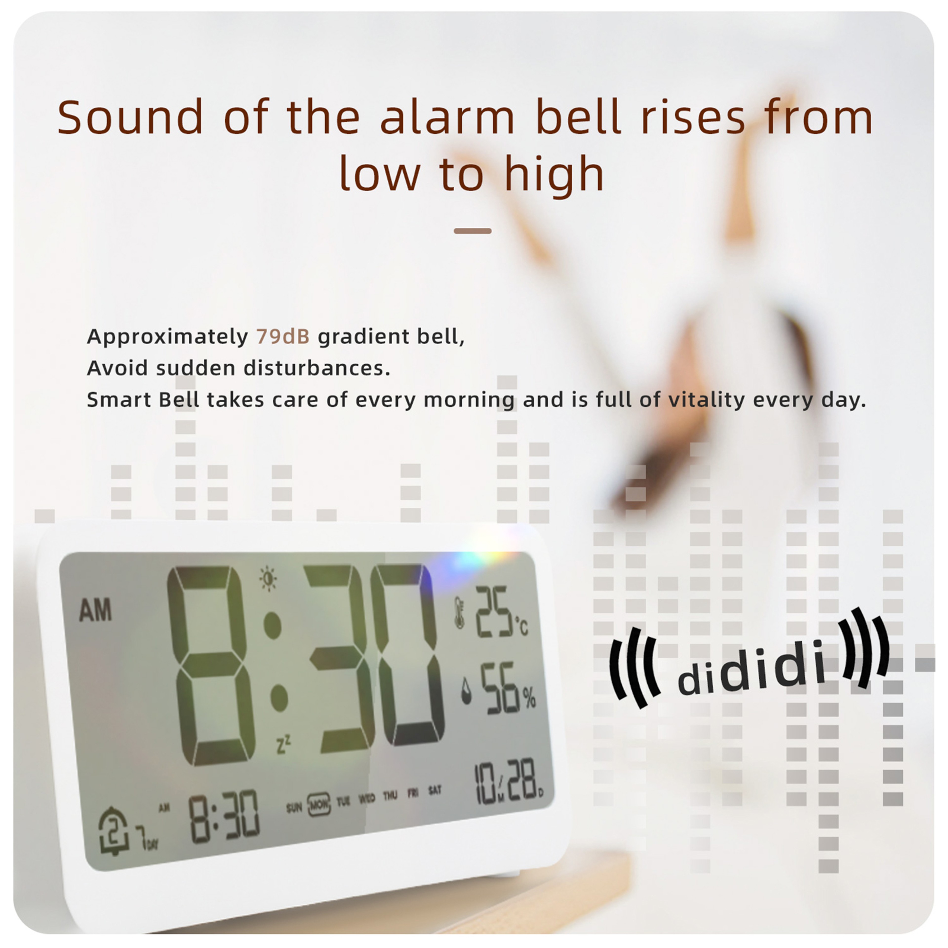 Multifunctional LED Digital Alarm Clock With Temperature Humidity Display 3
