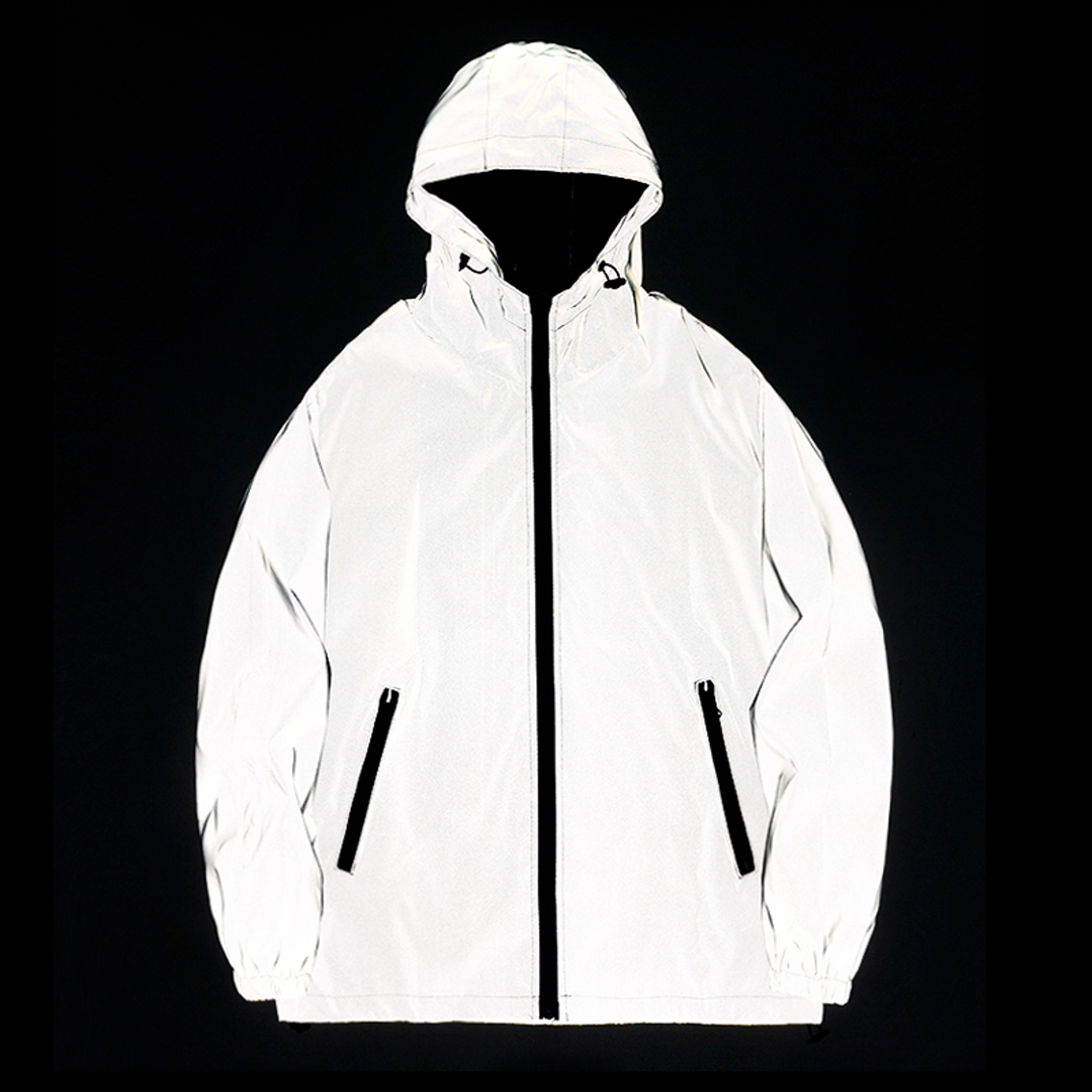 Reflective Hooded Waterproof Windbreaker Jacket For Men Streetwear Night Safety Coat 0