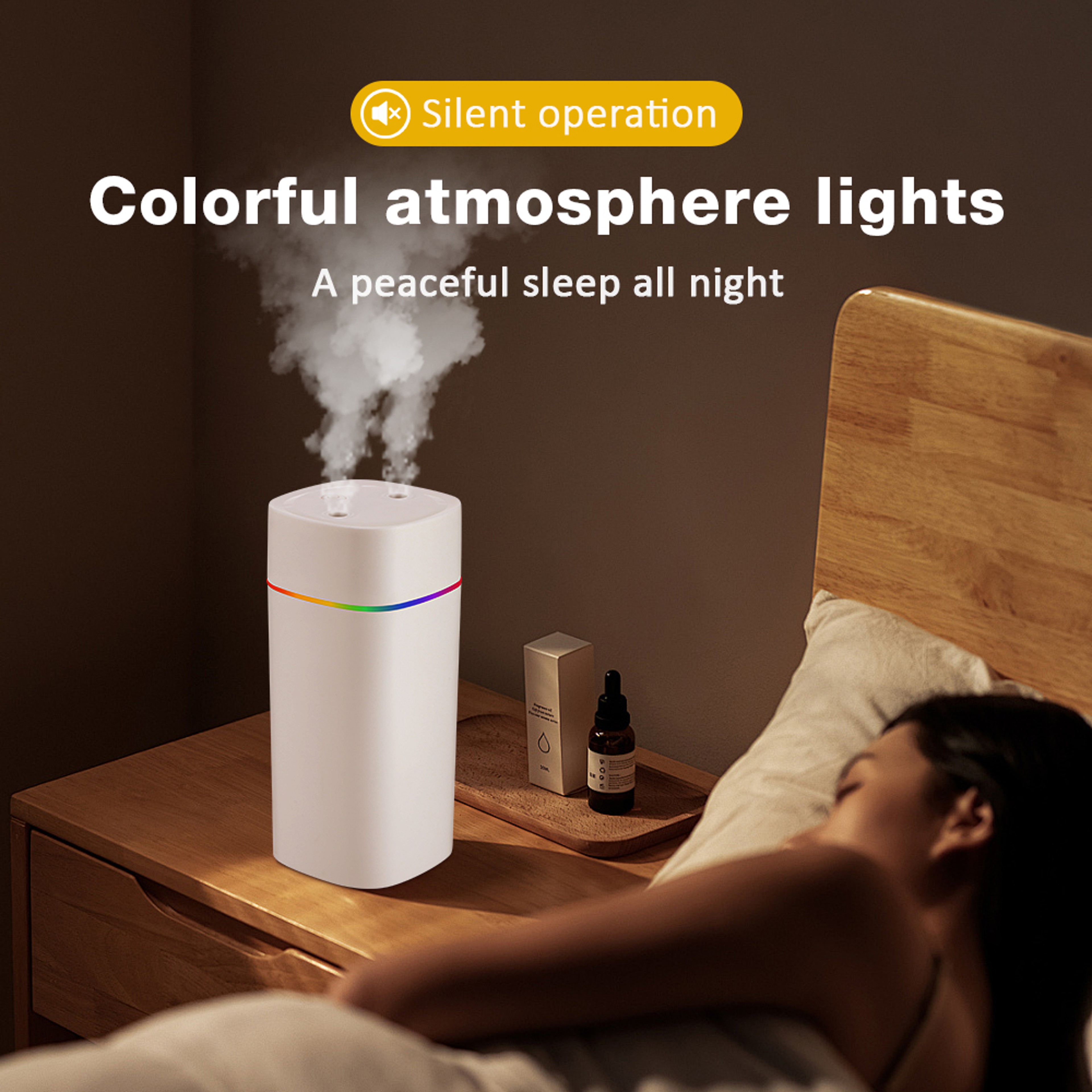 Portable USB Air Humidifier Cool Mist Aroma Oil Diffuser With Color Changing Night Light 1