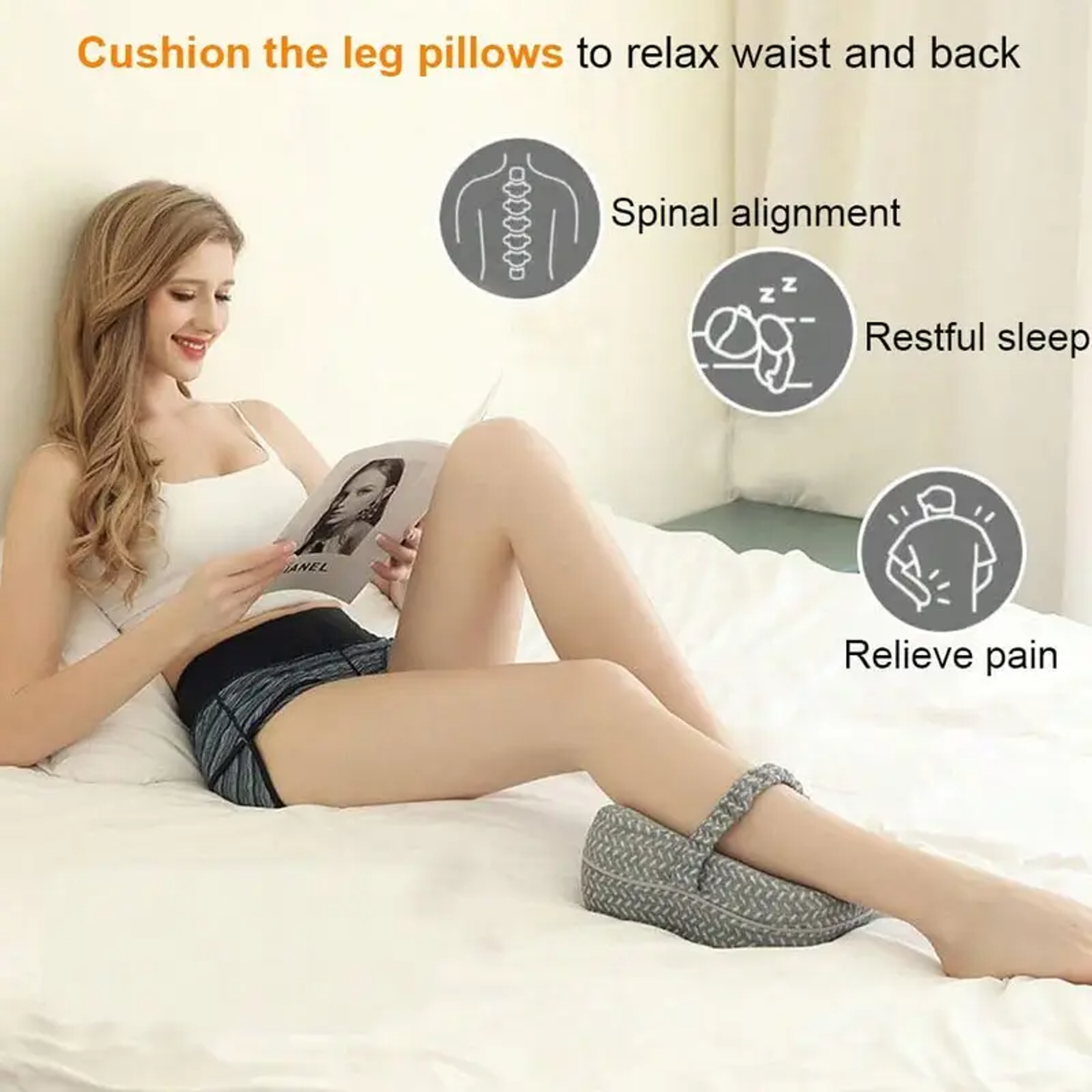 Memory Foam Leg Pillow for Side Sleepers Sciatica, Hip Knee Pain Relief Pillow for Back, Bed Sofa – view 3