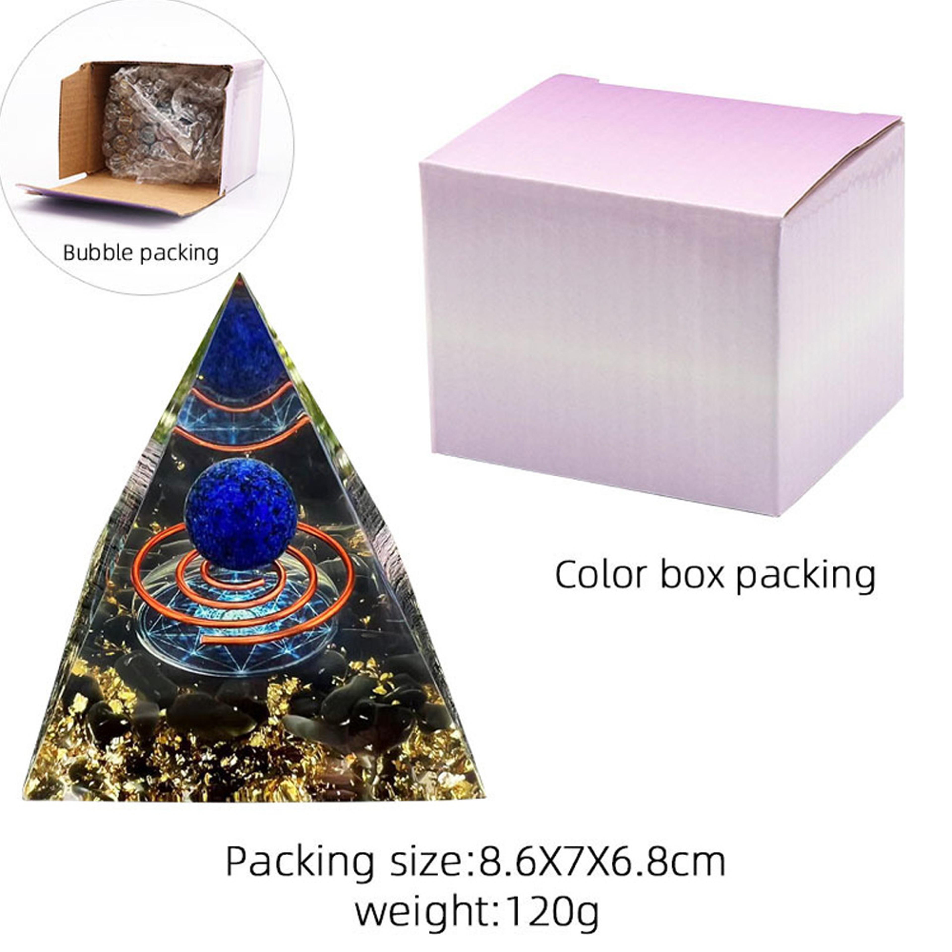 Energy Pyramid Orgonite Healing Crystal Amethyst Ball Natural Chakra Tool Home Decor Gift 1