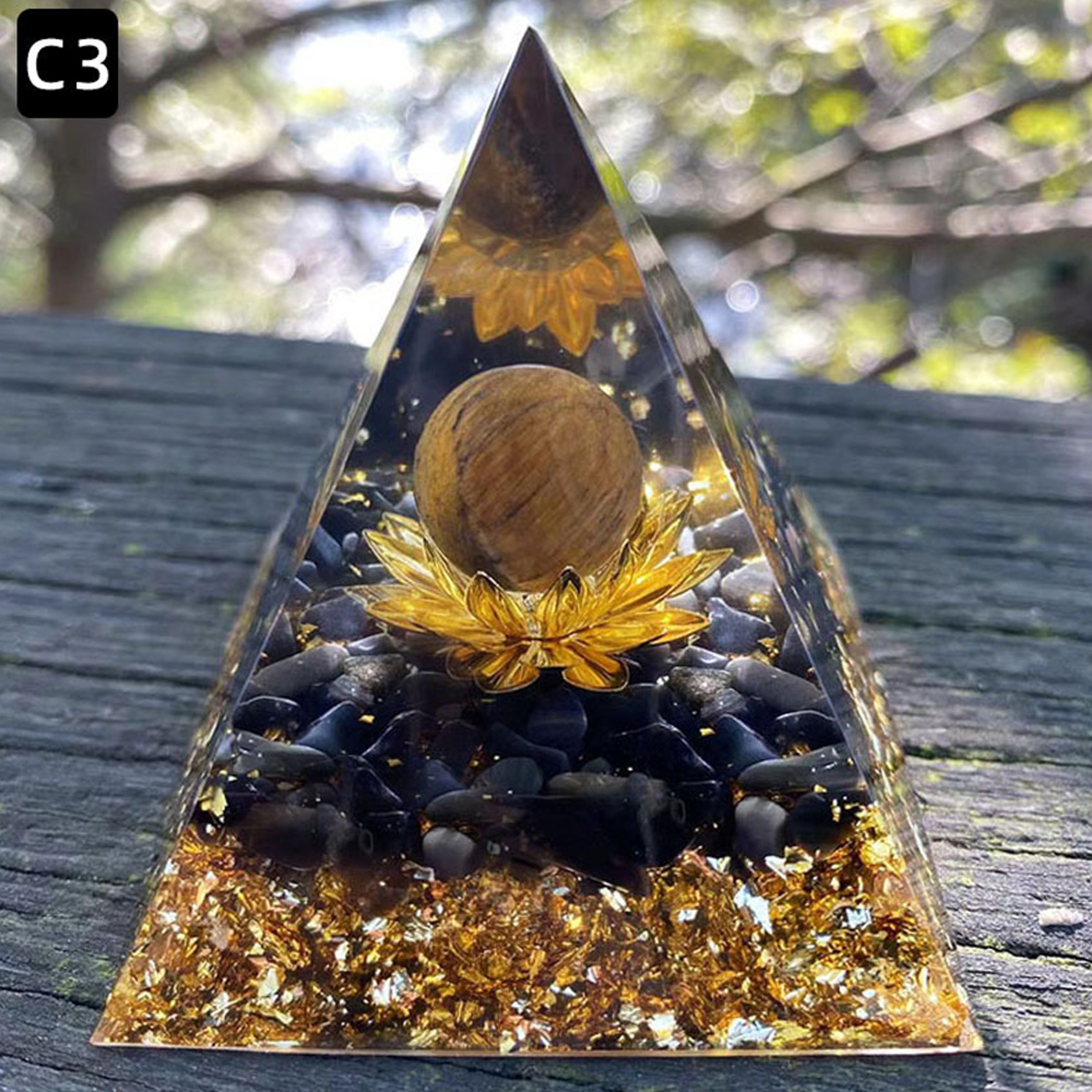 Energy Pyramid Orgonite Healing Crystal Amethyst Ball Natural Chakra Tool Home Decor Gift 5
