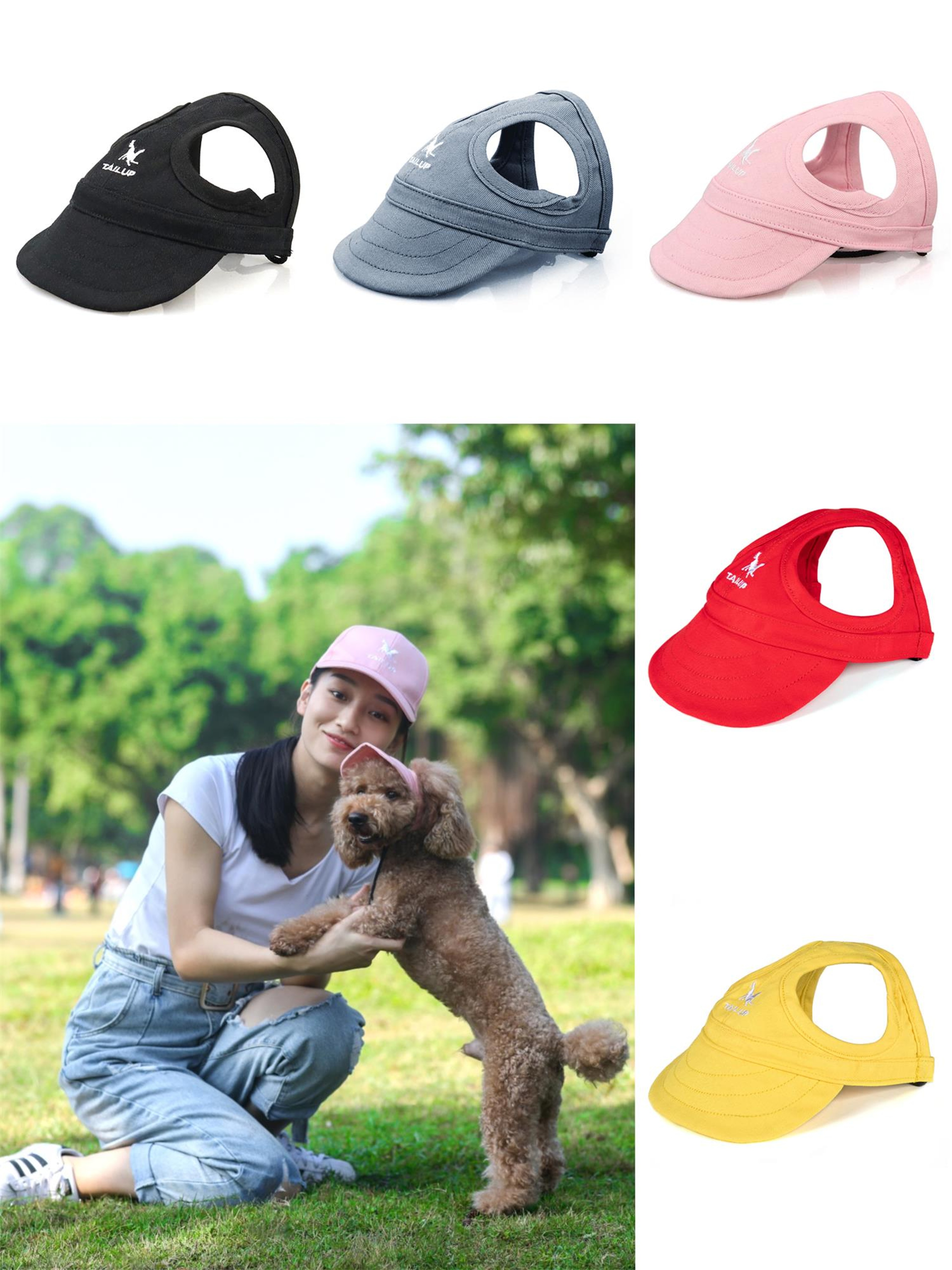 Adjustable Pet Dog Baseball Hat With Ear Holes For Outdoor Activities Sun Protection Visor For Dogs 0