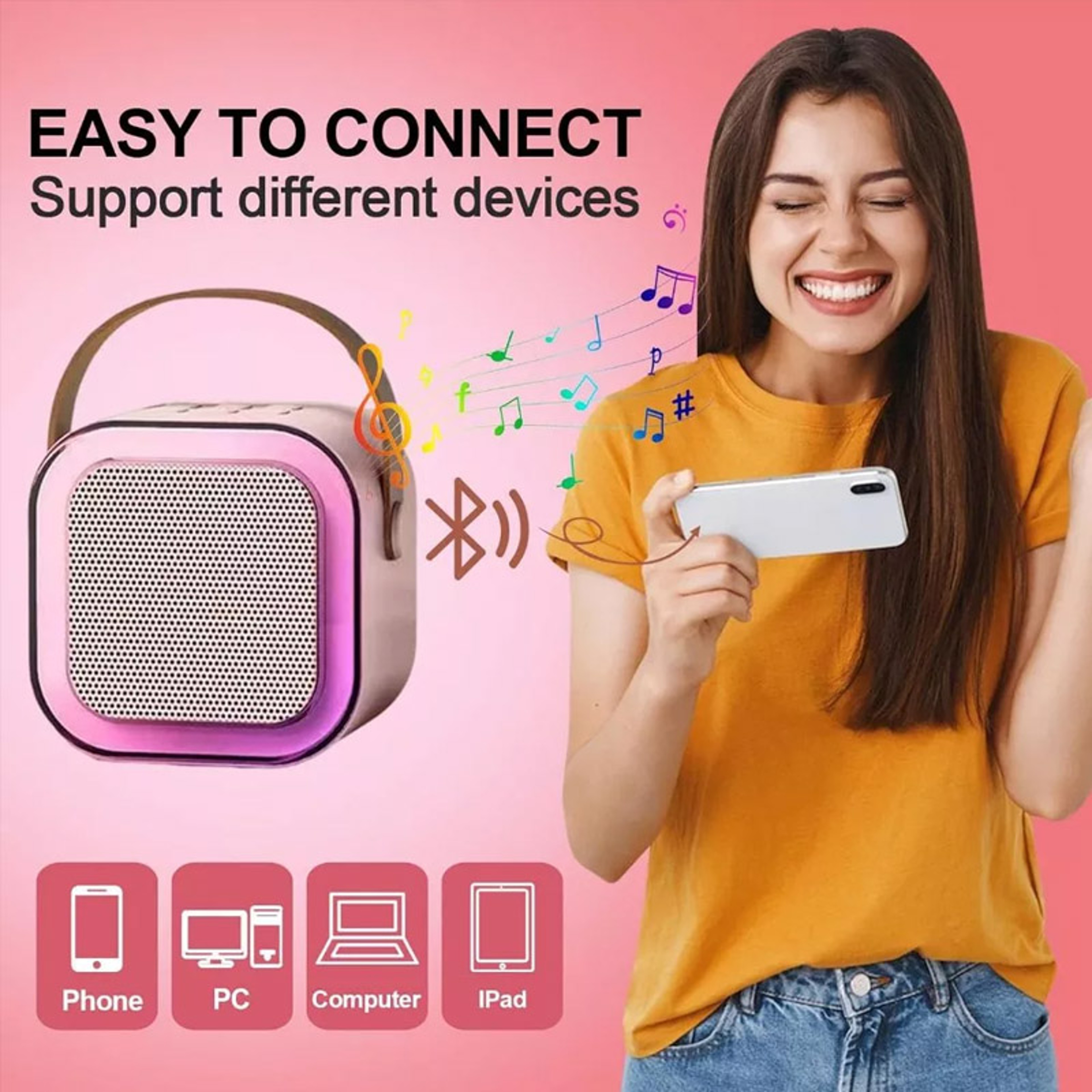 Portable Bluetooth Karaoke Machine with Wireless Microphones Perfect for Family Singing Childrens Gifts – view 2