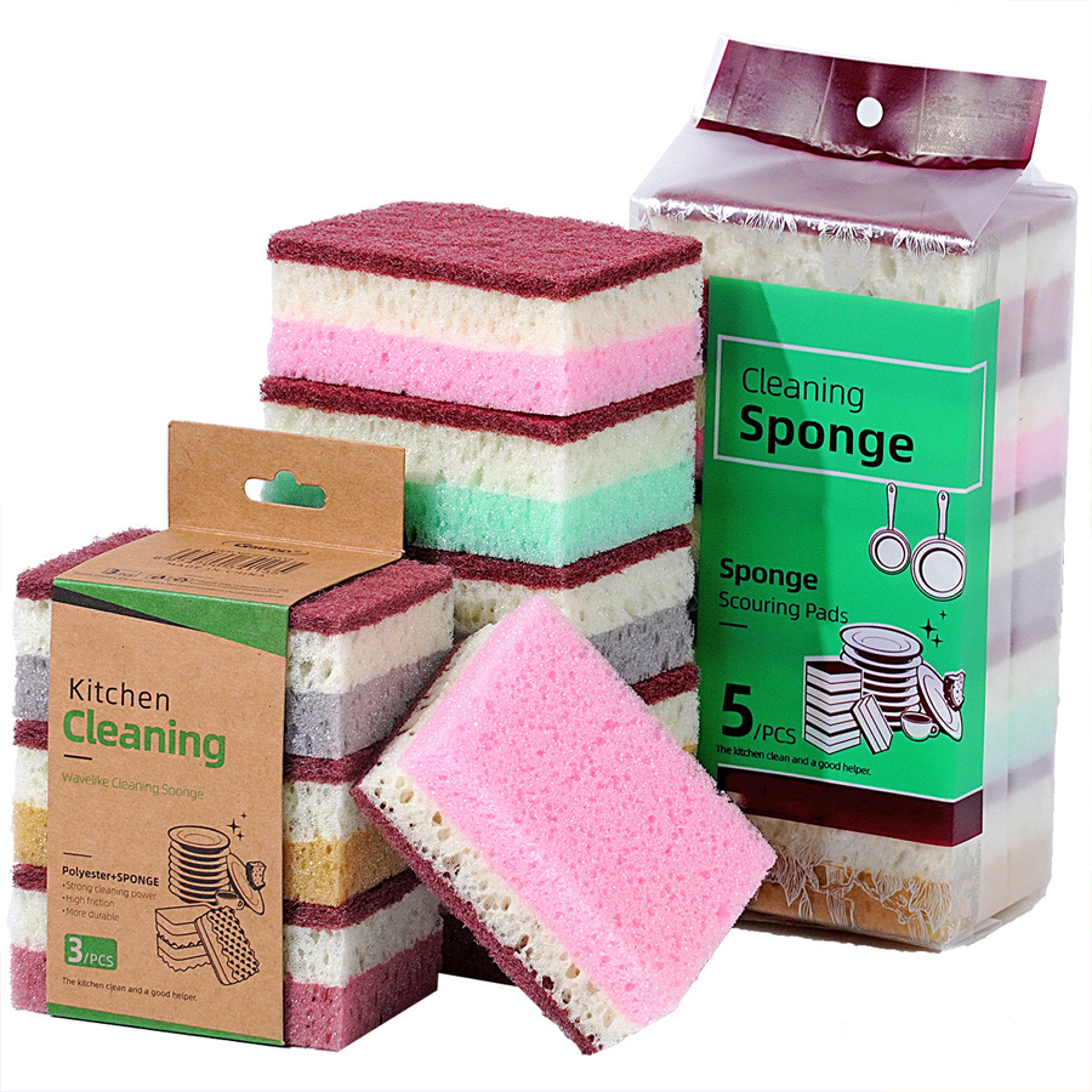 HighDensity Sponge Dishwashing Cloth NonGreasy Kitchen Catering Sponge Brush For Pots And Bowls 4
