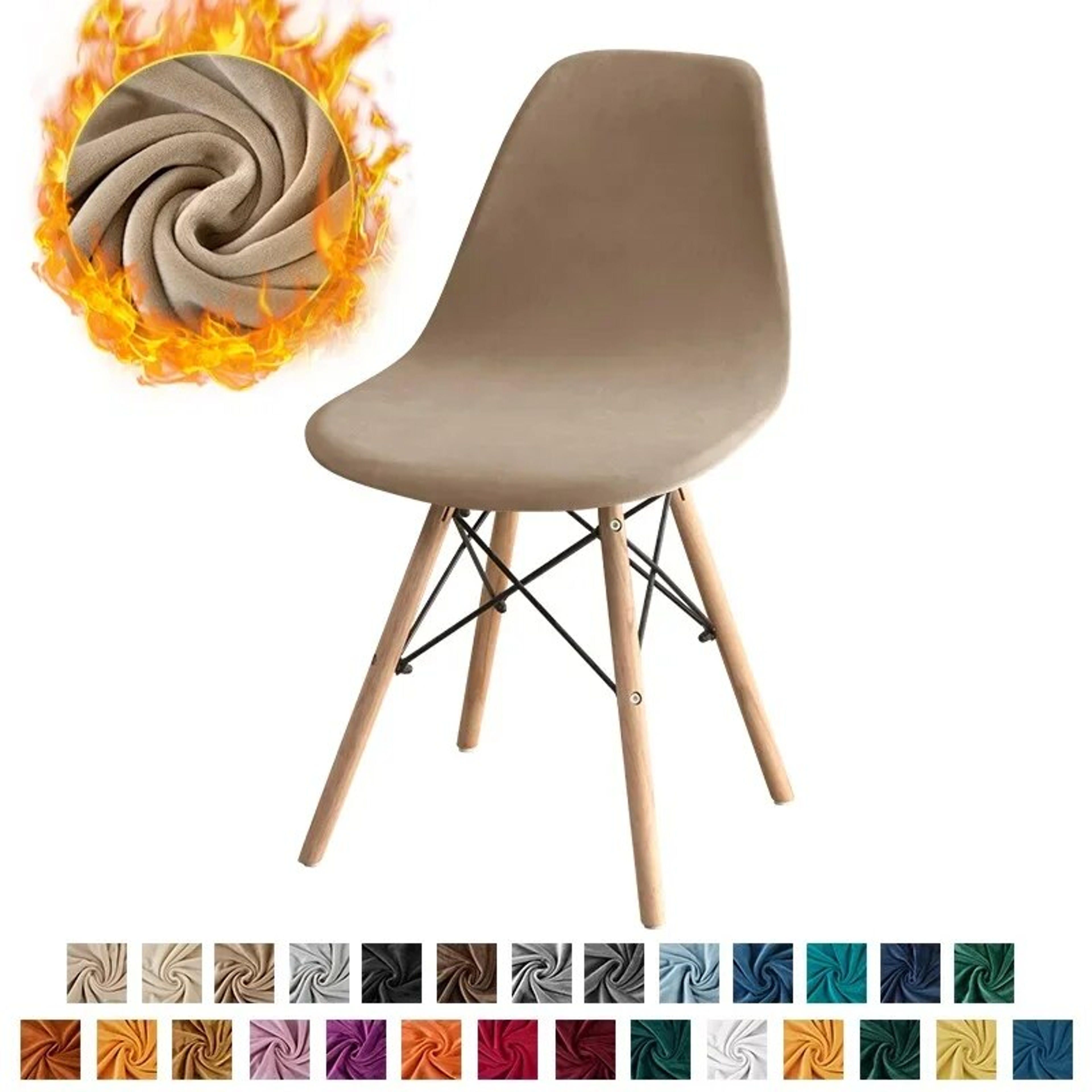 Velvet Stretch Armless Chair Cover Solid Color, Elastic Dining Seat Cover for Home, Hotel, Party, Banquet, Wedding – view 2