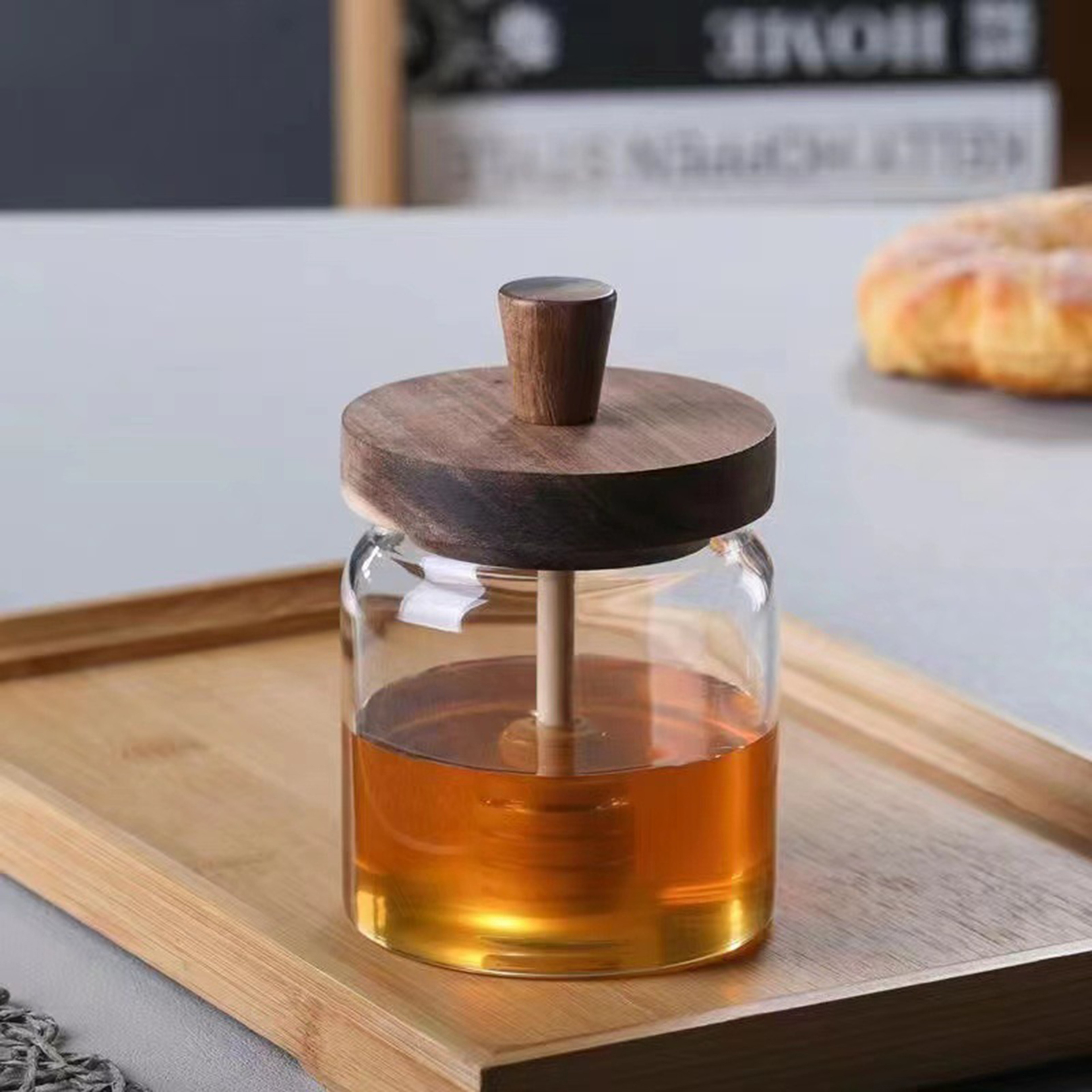 Glass Honey Jar with Dipper and Lid Premium Wide Mouth Honey Storage Container for Syrup and Honey – view 2