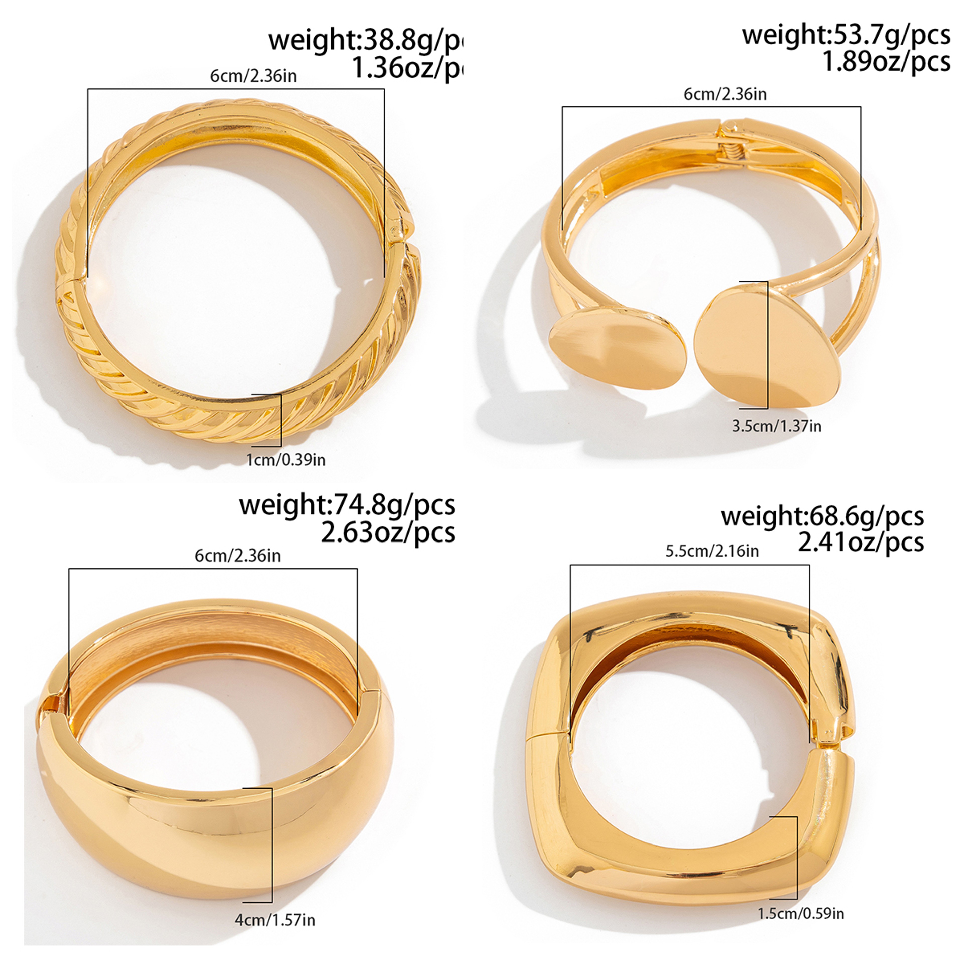 Bold Gold Punk Chunky Bracelet for Women Men Heavy Metal Steampunk Arm Jewelry – view 4
