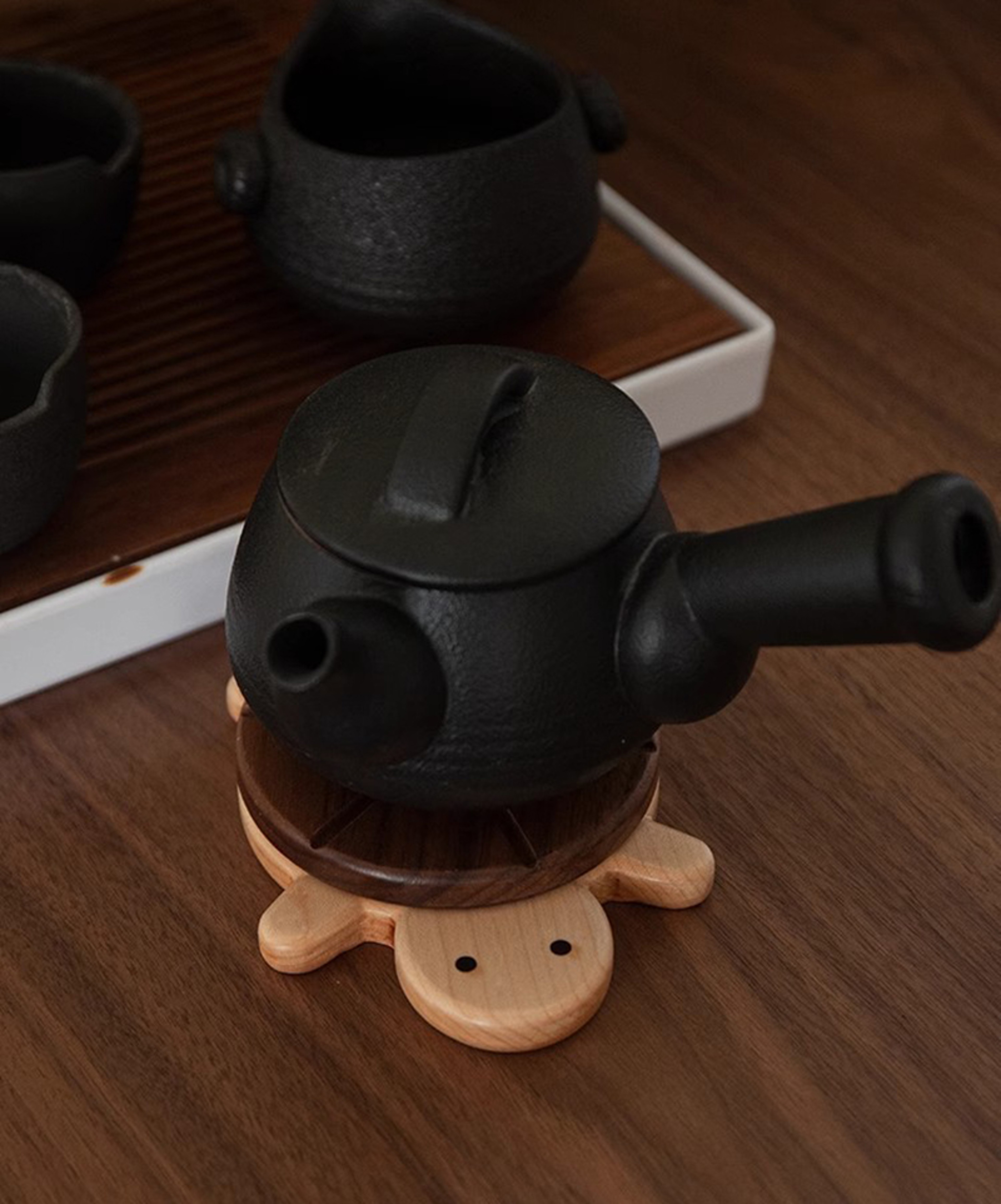 Creative Black Walnut Solid Wood Turtle Insulation Mat Aesthetic Tea Coaster Anti-scald Table Ornament – view 6