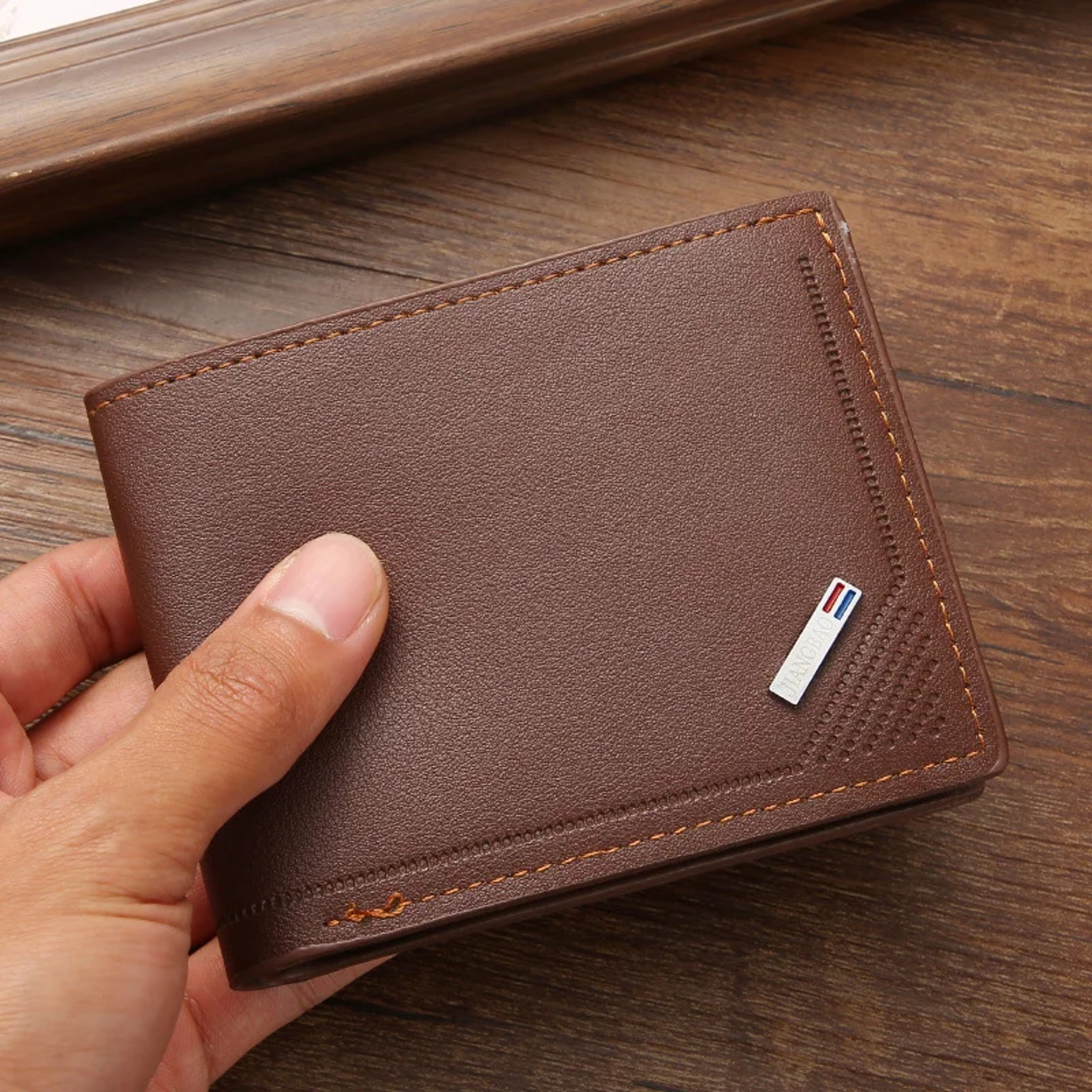 Frosted Leather Wallet For Men MultiSlot Coin Pocket Photo Holder Small Compact And Stylish 1