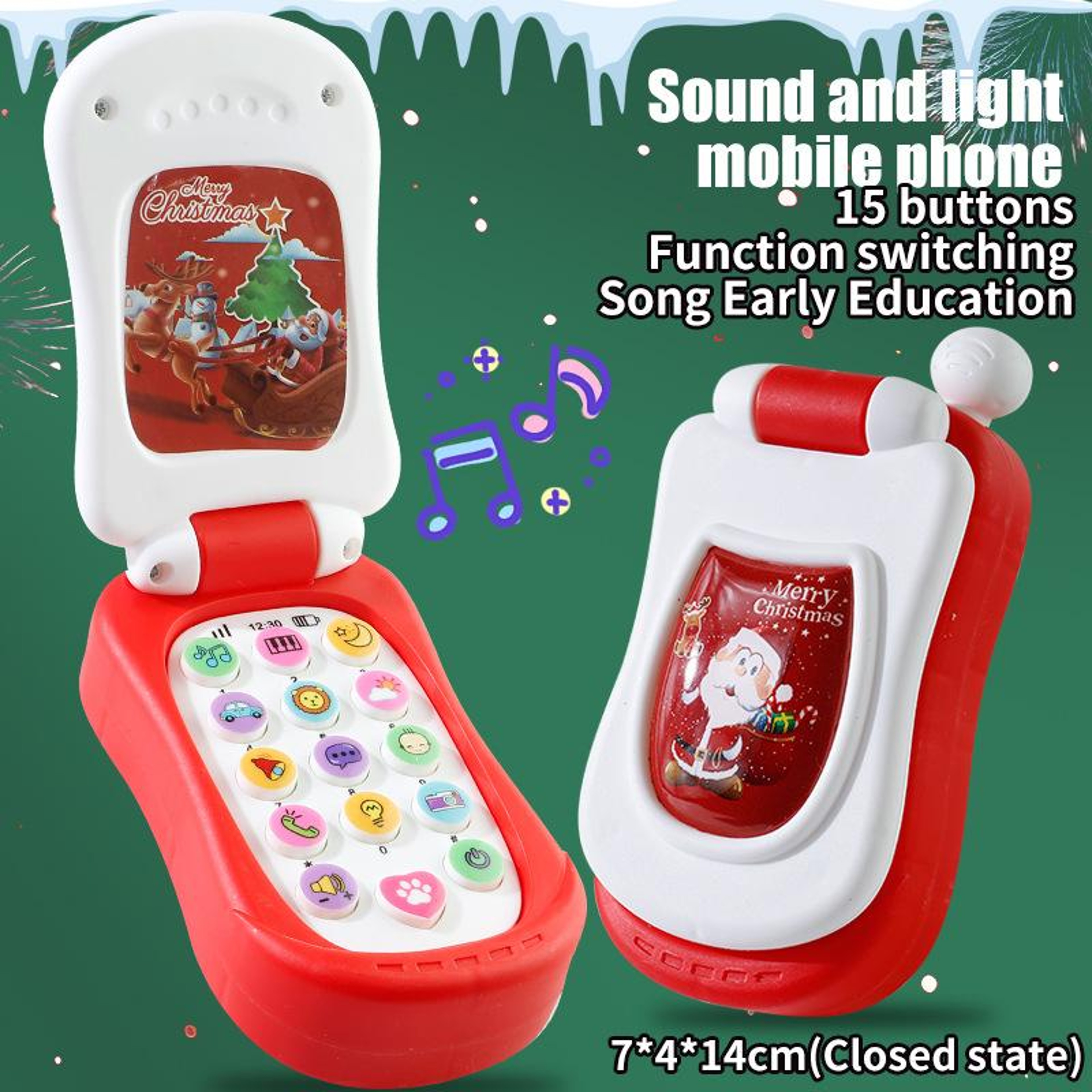 Educational Music Phone Toy For Toddlers Cartoon Simulation Flip Phone Childrens Day Gifts For Earl 6