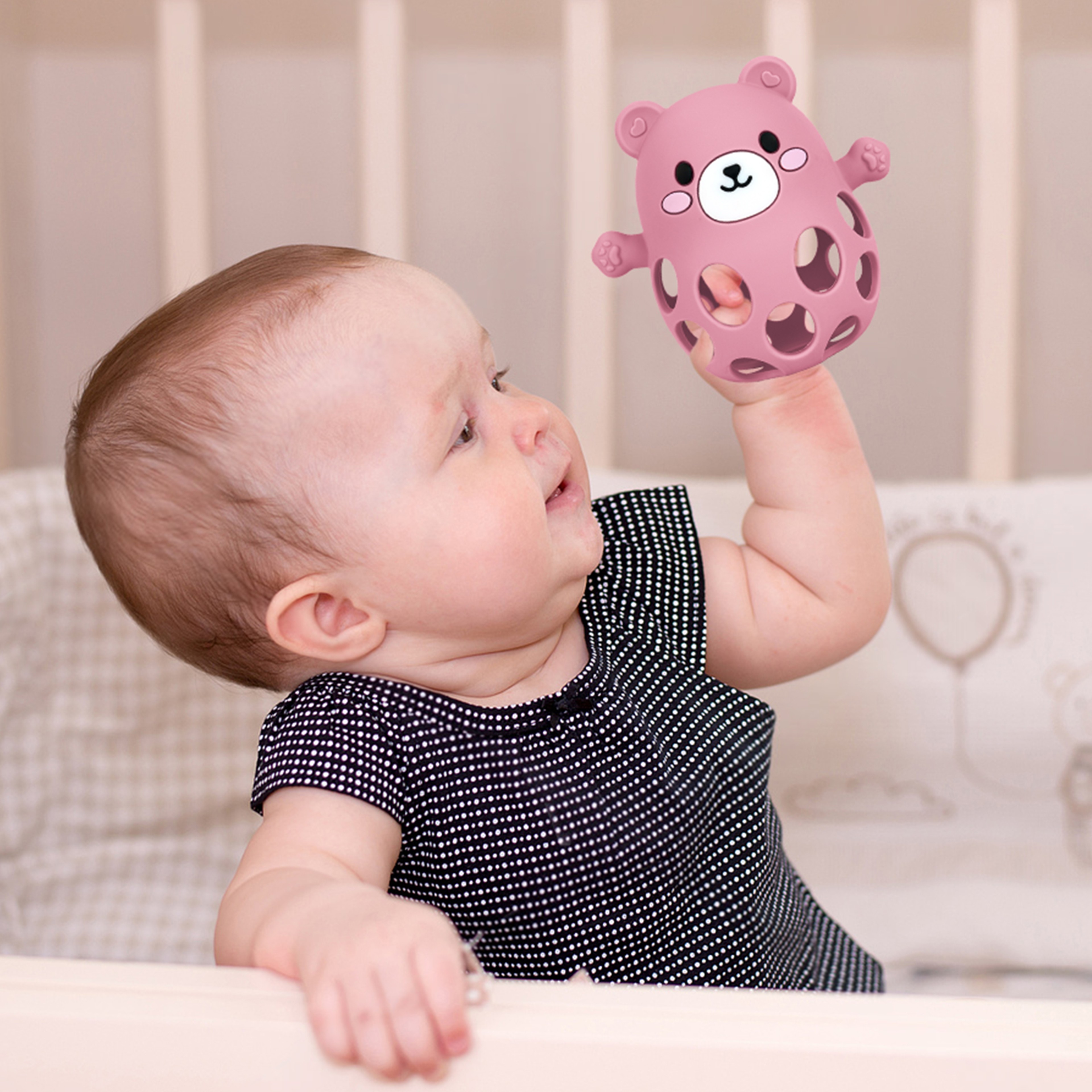 Kids Baby Teether Gloves Colorful Cartoon Bear Shape Hollow Glove Toy For Newborn Great Gift 0
