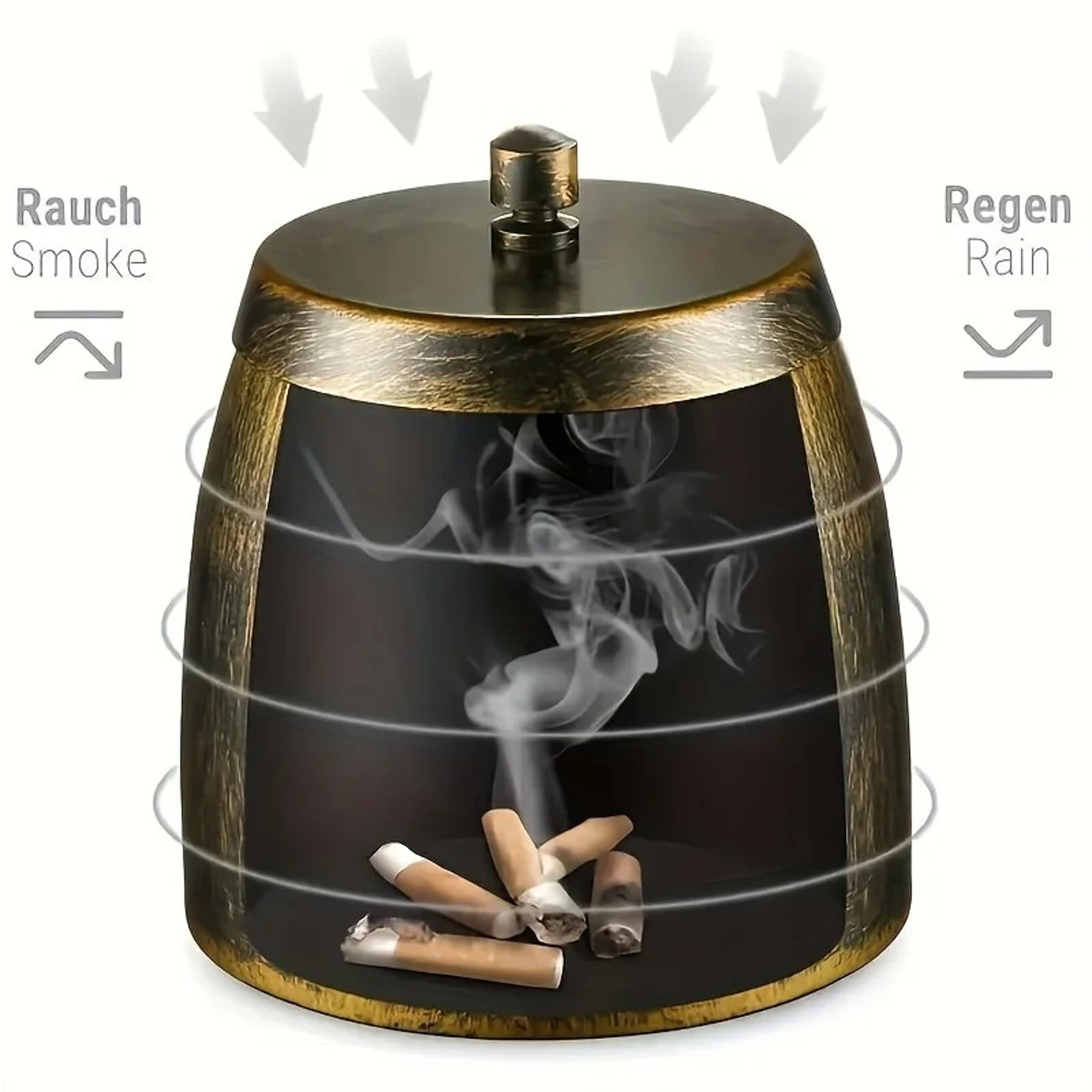 Smokeless Windproof Metal Ashtray with Lid for Indoor and Outdoor Use, Odorless, Perfect Gift for Smokers – view 3