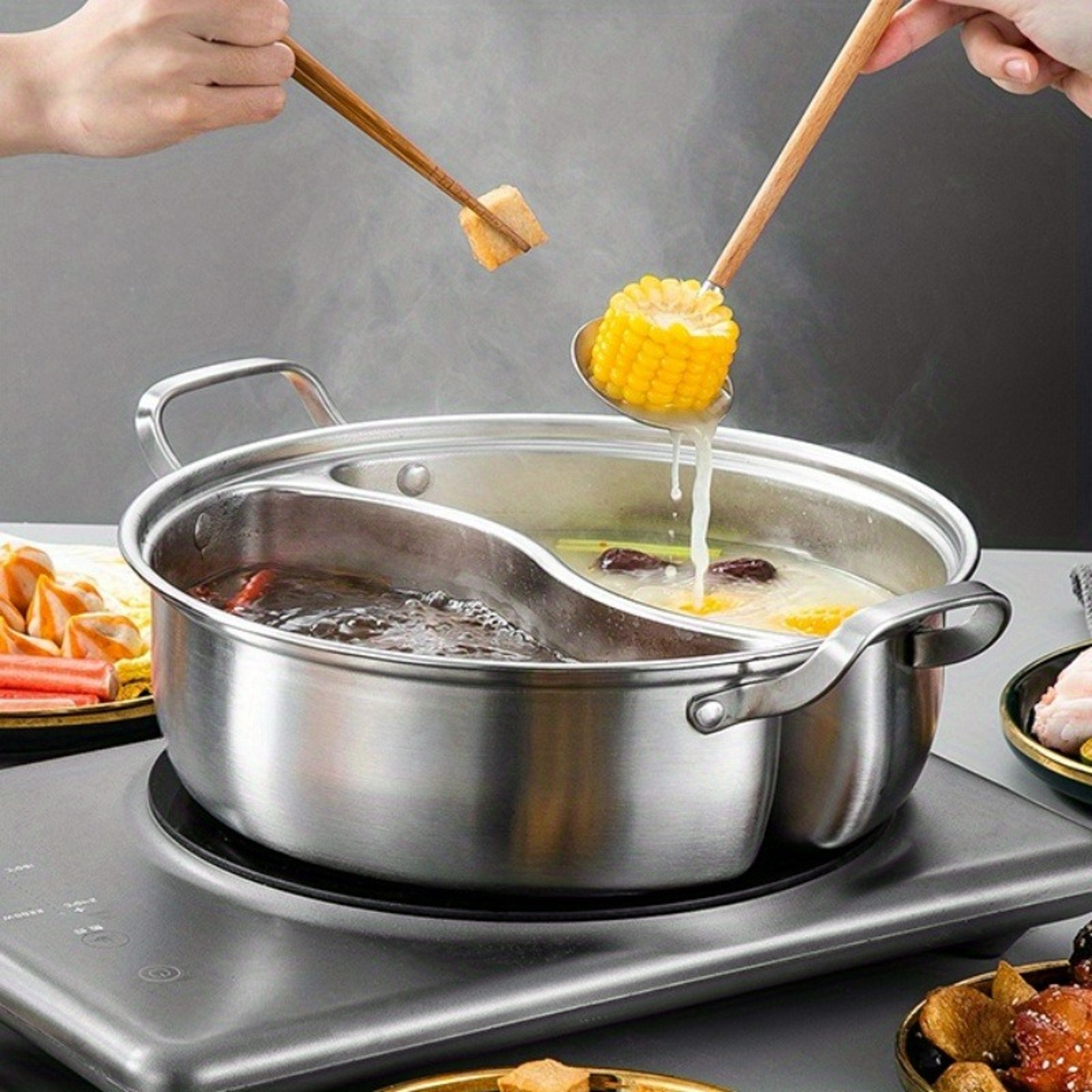 Stainless Steel Dual Flavor Hot Pot Mandarin Duck Pot Thickened Design For Home Cooking 5