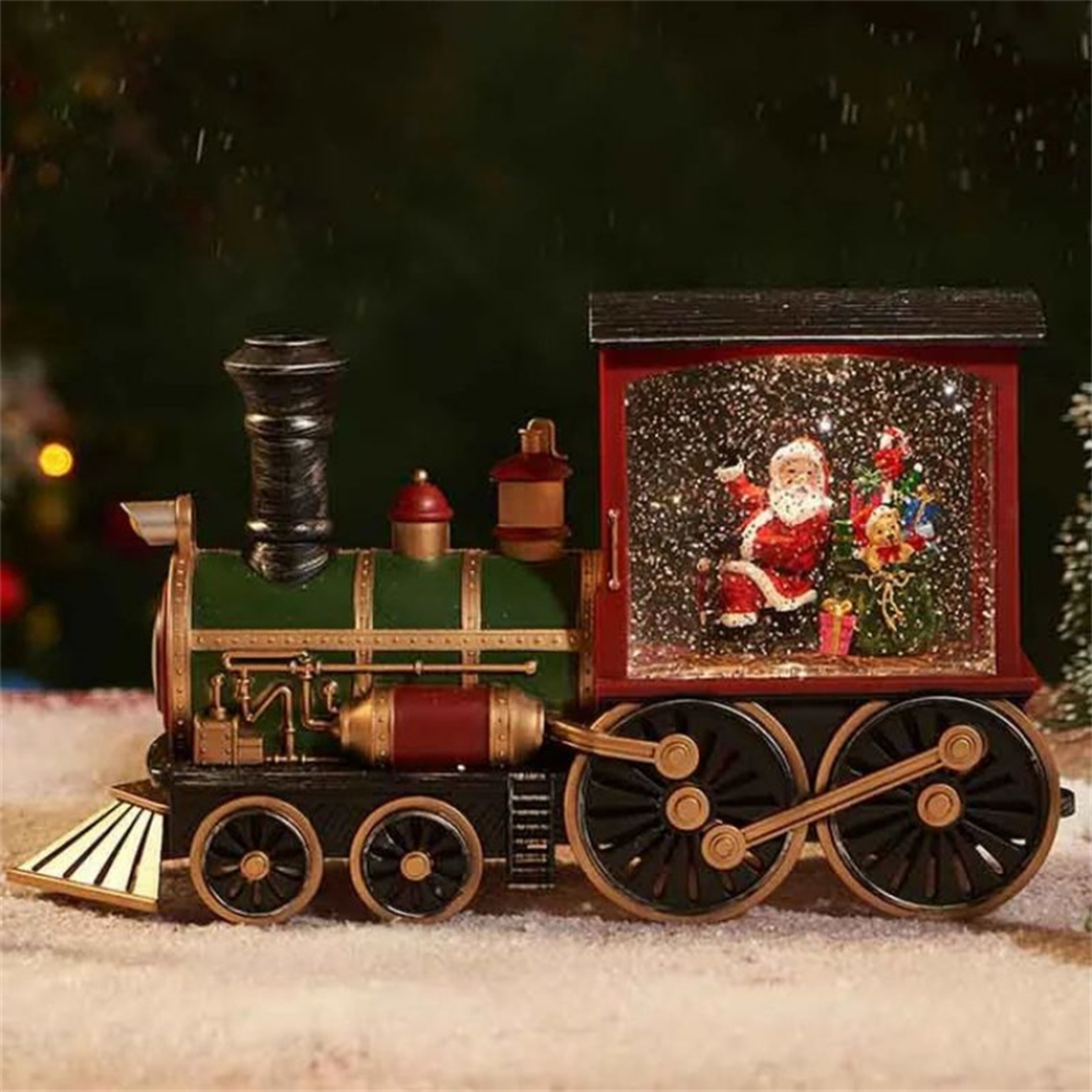 Luminous Christmas Gift Train Crystal Ball Box Ornament For Christmas Eve 4