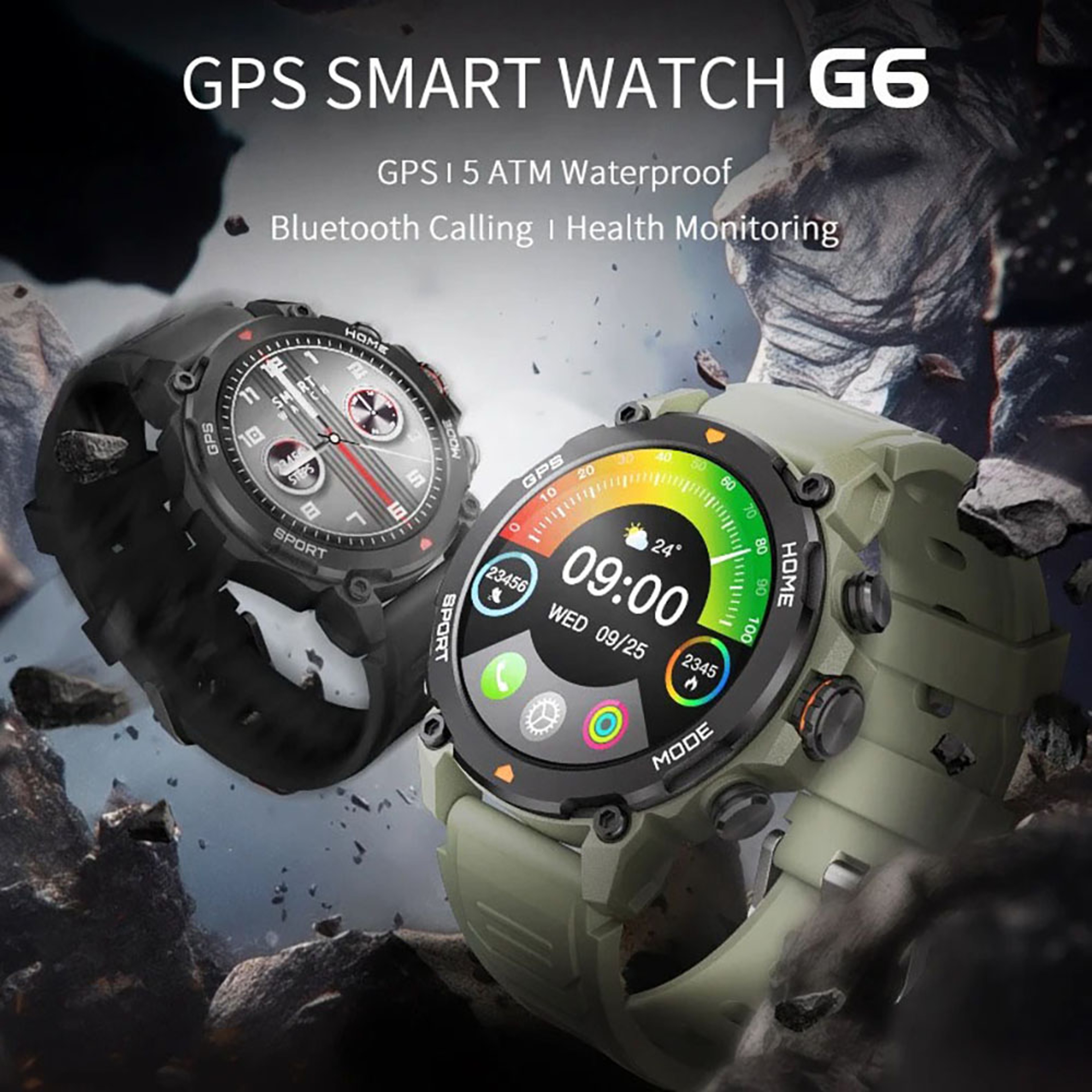 AURAFIT G6 GPS Compass Smartwatch With Display GPS Compass Sport Fitness Tracker Swimming BT Call F