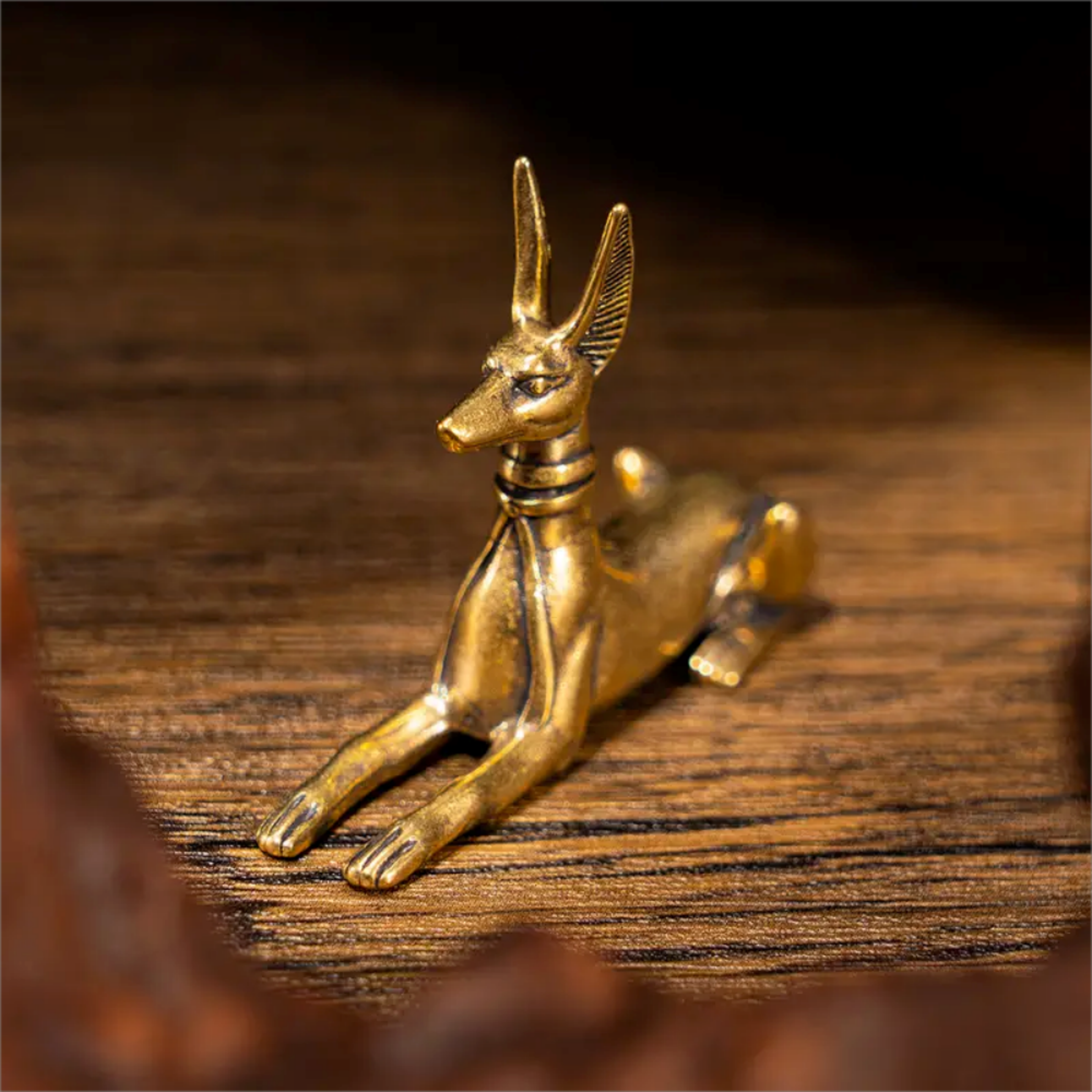 Exquisite Vintage Brass Egyptian Pharaoh Hound Statue for Shelves and Decor – view 7
