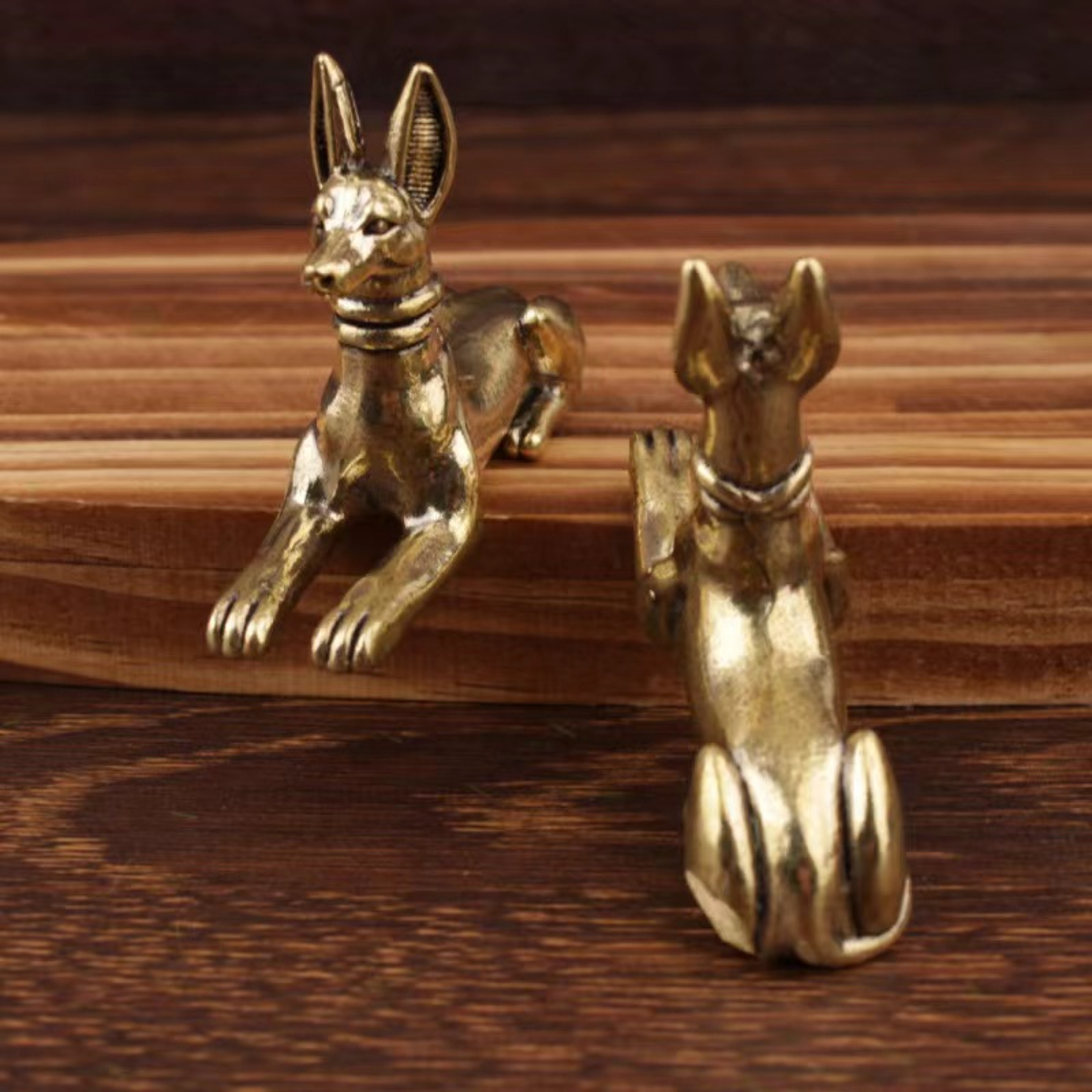 Exquisite Vintage Brass Egyptian Pharaoh Hound Statue for Shelves and Decor – view 6