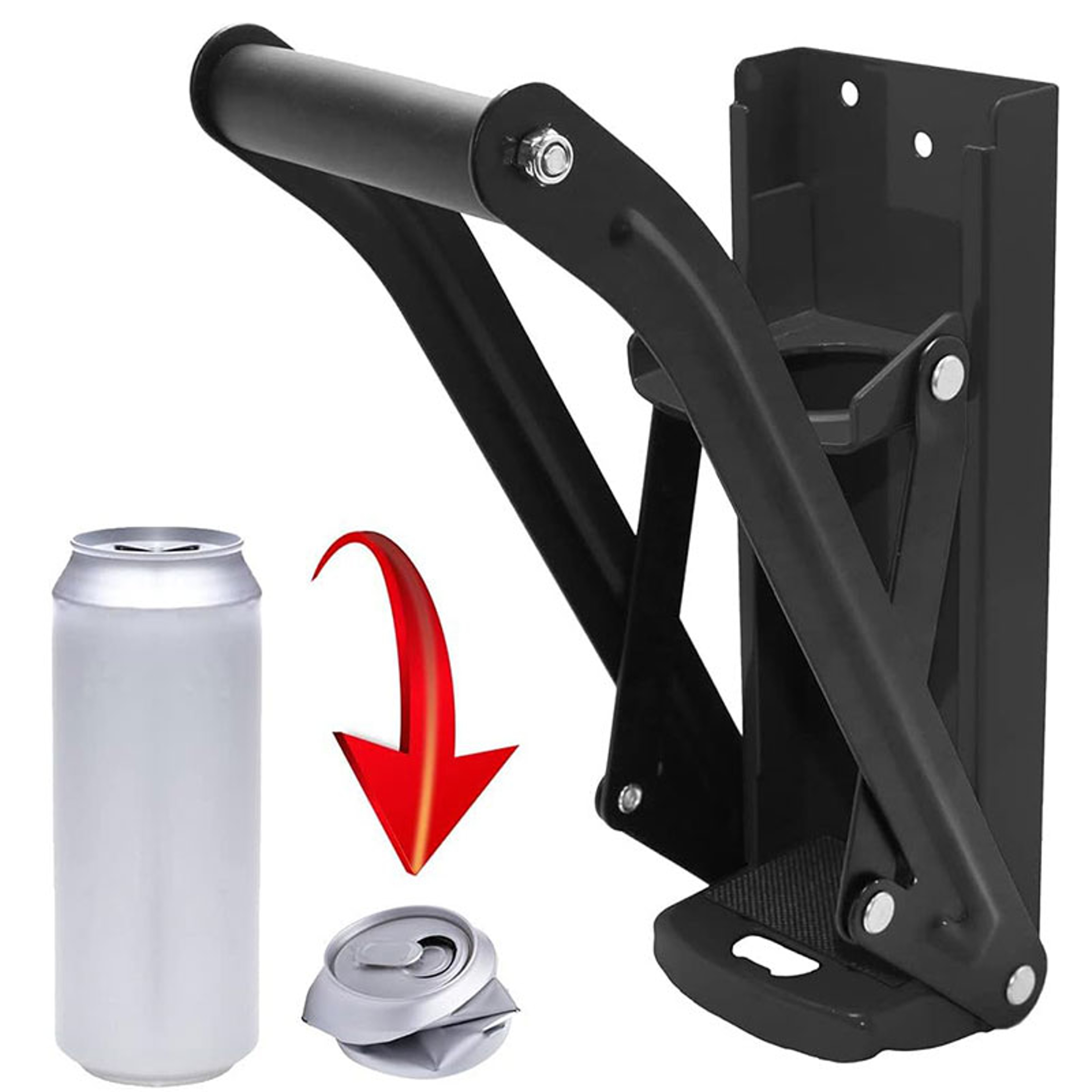 Wall Mounted Soda Beer Smasher 16 Oz Heavy Duty Metal Can Crusher Recycling Tool With Bottle Opener 3