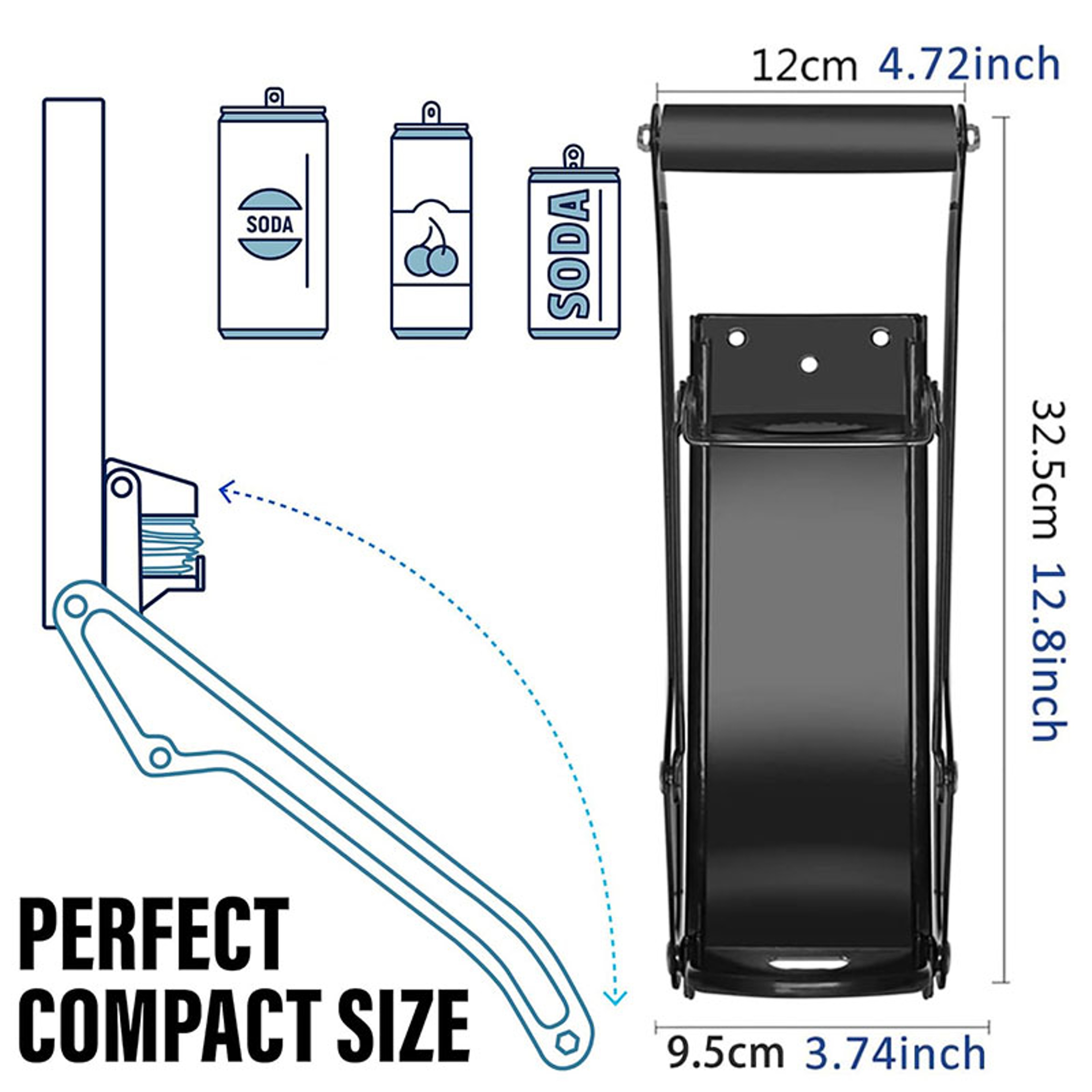 Wall Mounted Soda Beer Smasher 16 Oz Heavy Duty Metal Can Crusher Recycling Tool With Bottle Opener 7