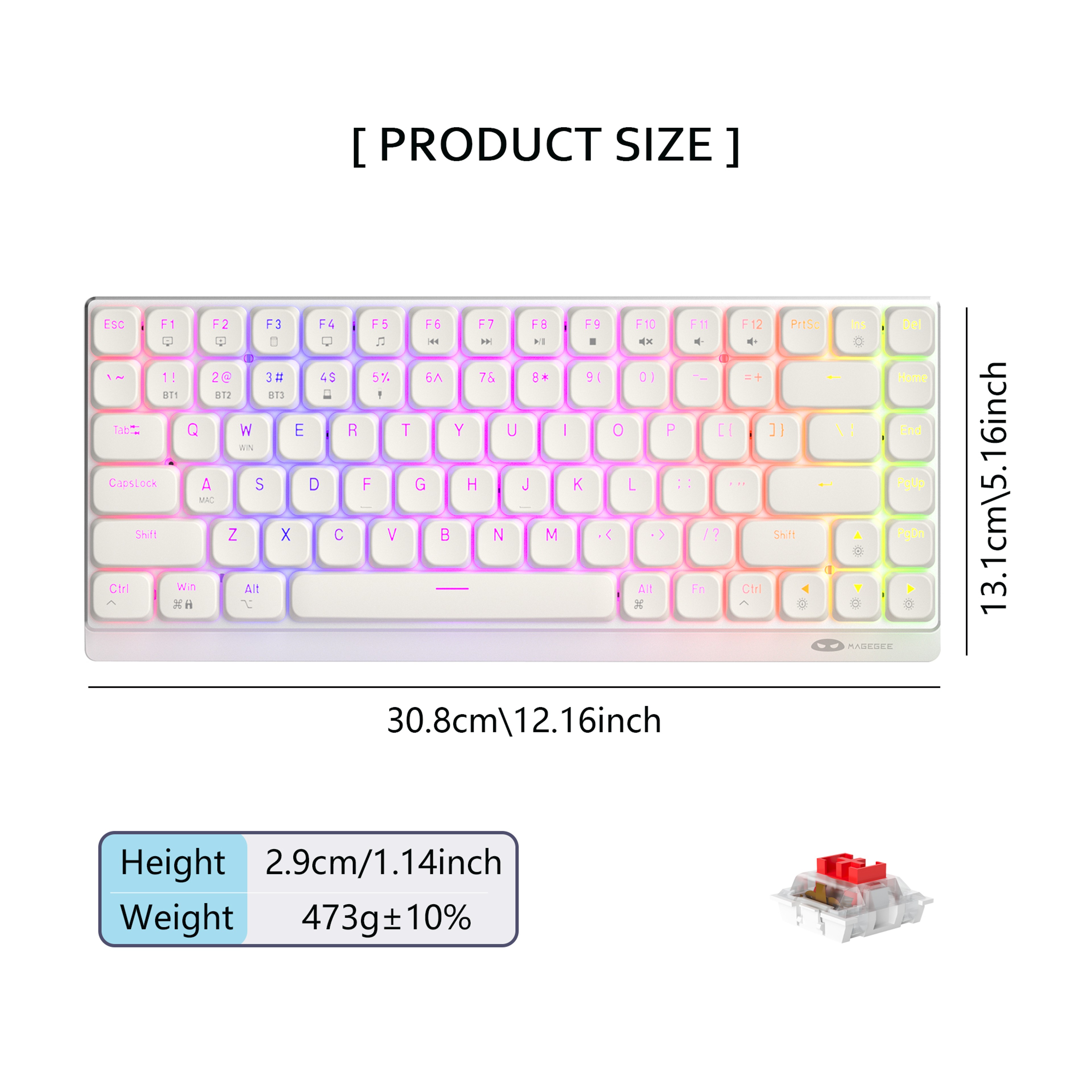 Wireless RGB Mechanical Keyboard Moon84 24GHz Bluetooth USBC Wired Office White Triple Mode For PC  0