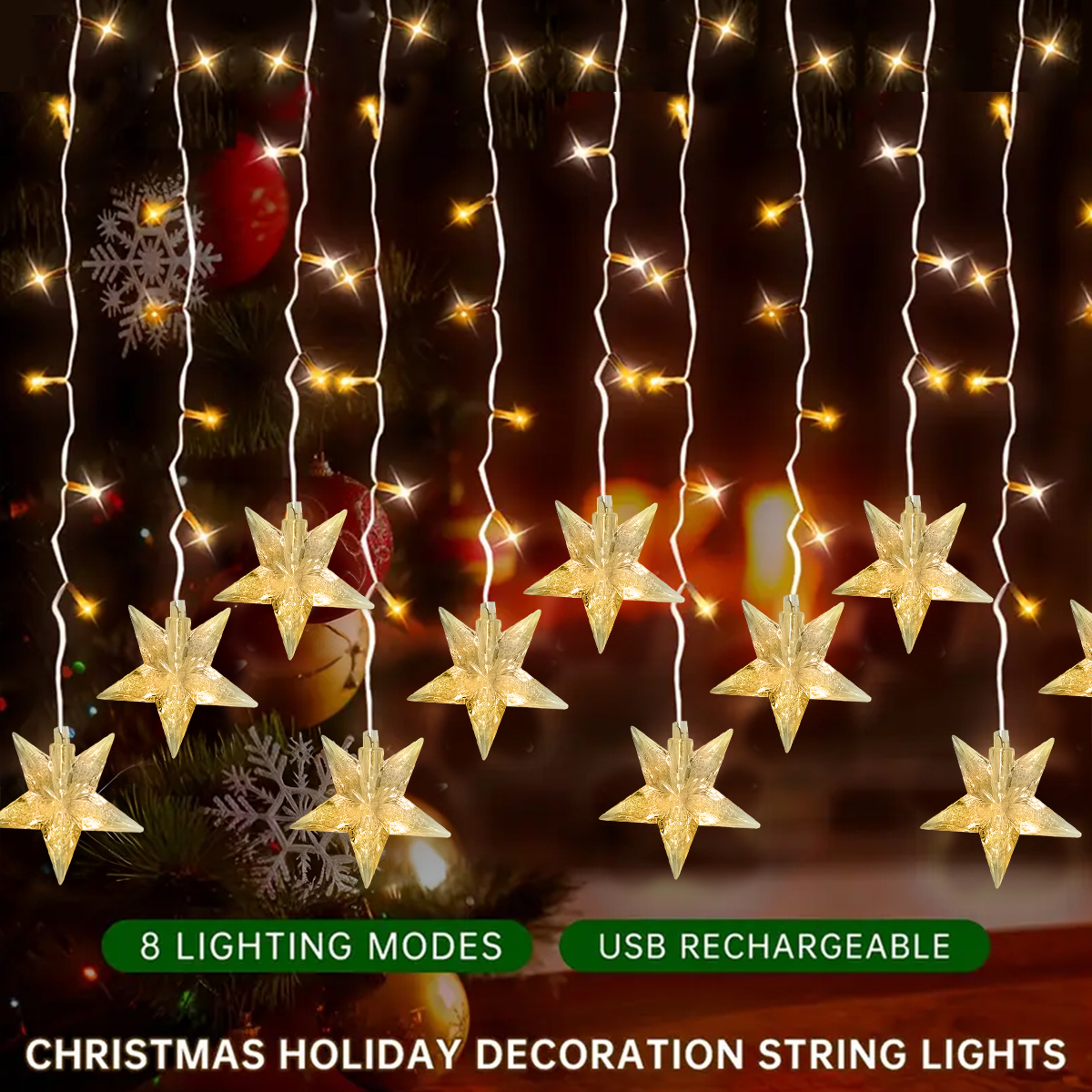 Outdoor Fairy Christmas Lamp, Solar LED Ice Crystal String Lights for Garden Wedding Party Decoration – view 2