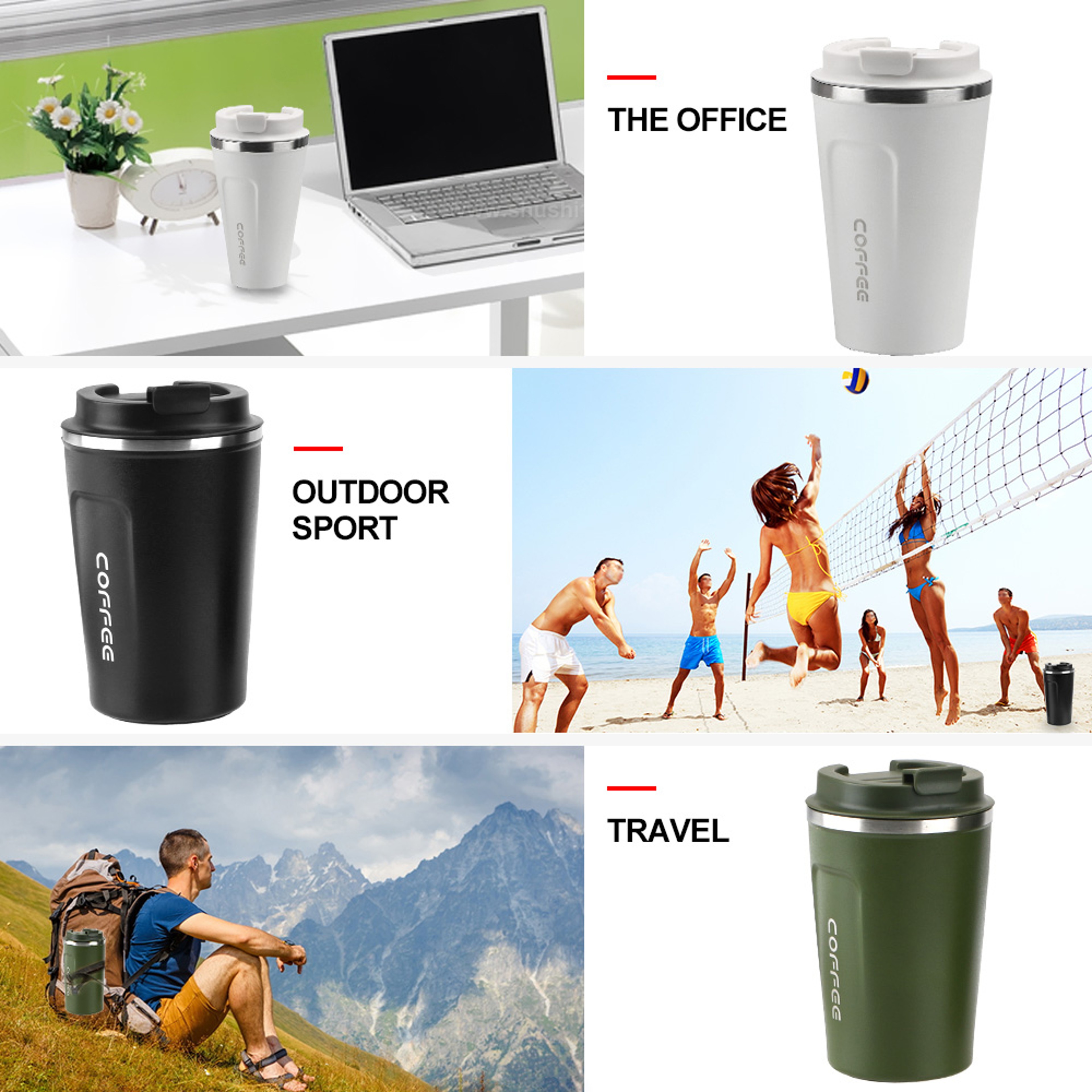 Double Stainless Steel Thermo Cafe Coffee Mug LeakProof Travel Thermos Cup Tea Water Mug BPA Free 3