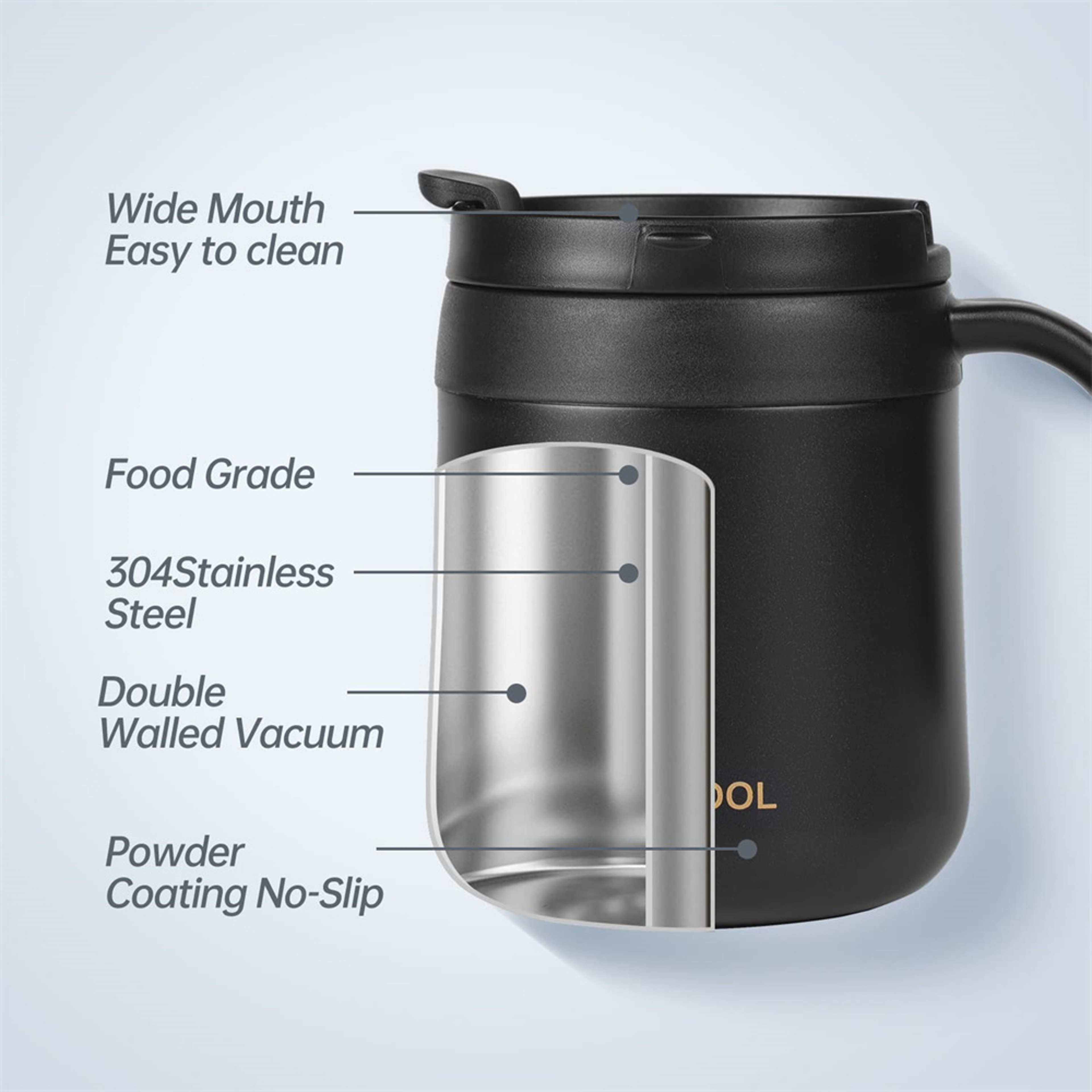 Stainless Steel Insulated Coffee Mug 350ml With Handle Thermal Tea Cup For Coffee Travel Office 5