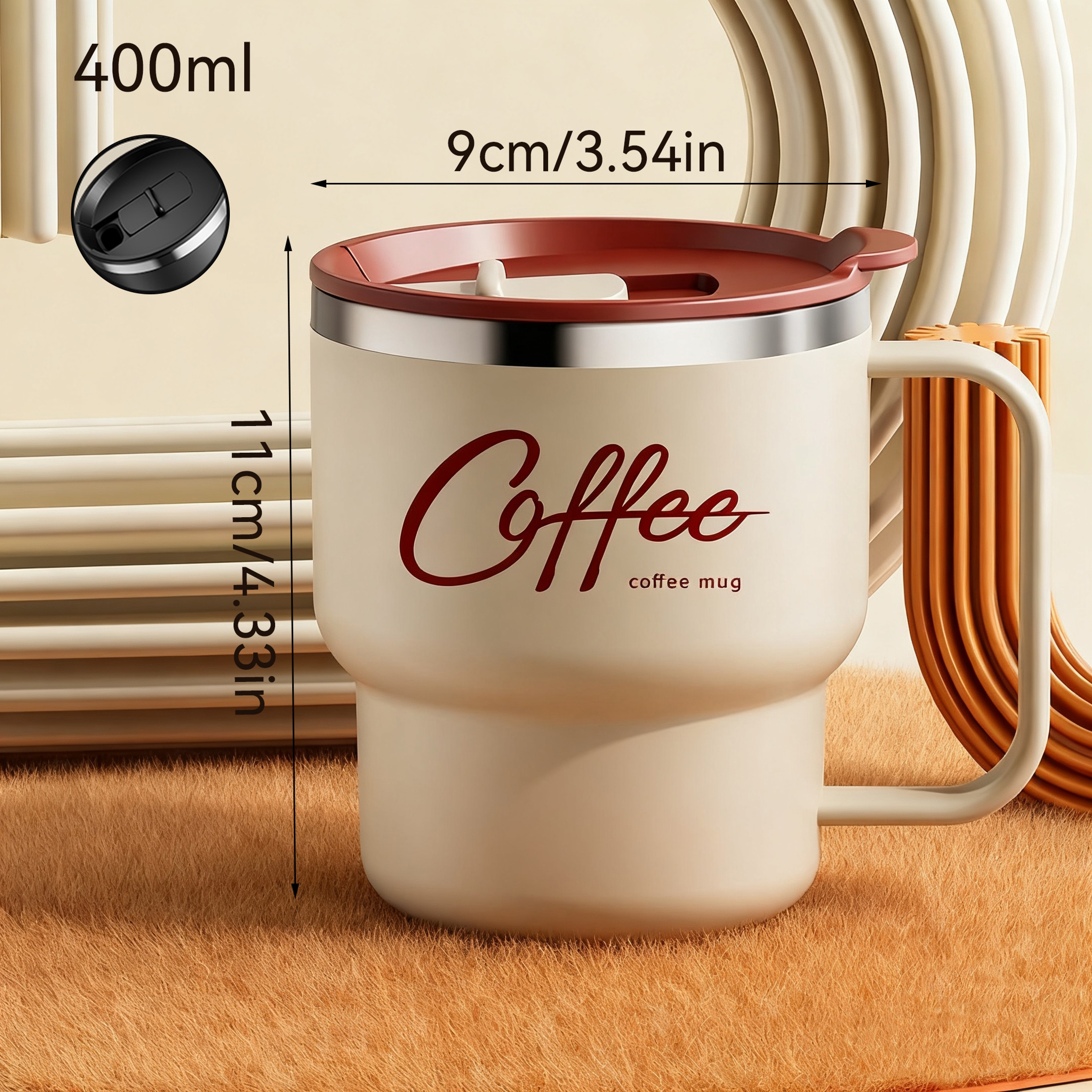 400ML Double Layer Coffee Mug 304 Stainless Steel Sealed Drinking Cup For Cold And Hot Water Insula 2