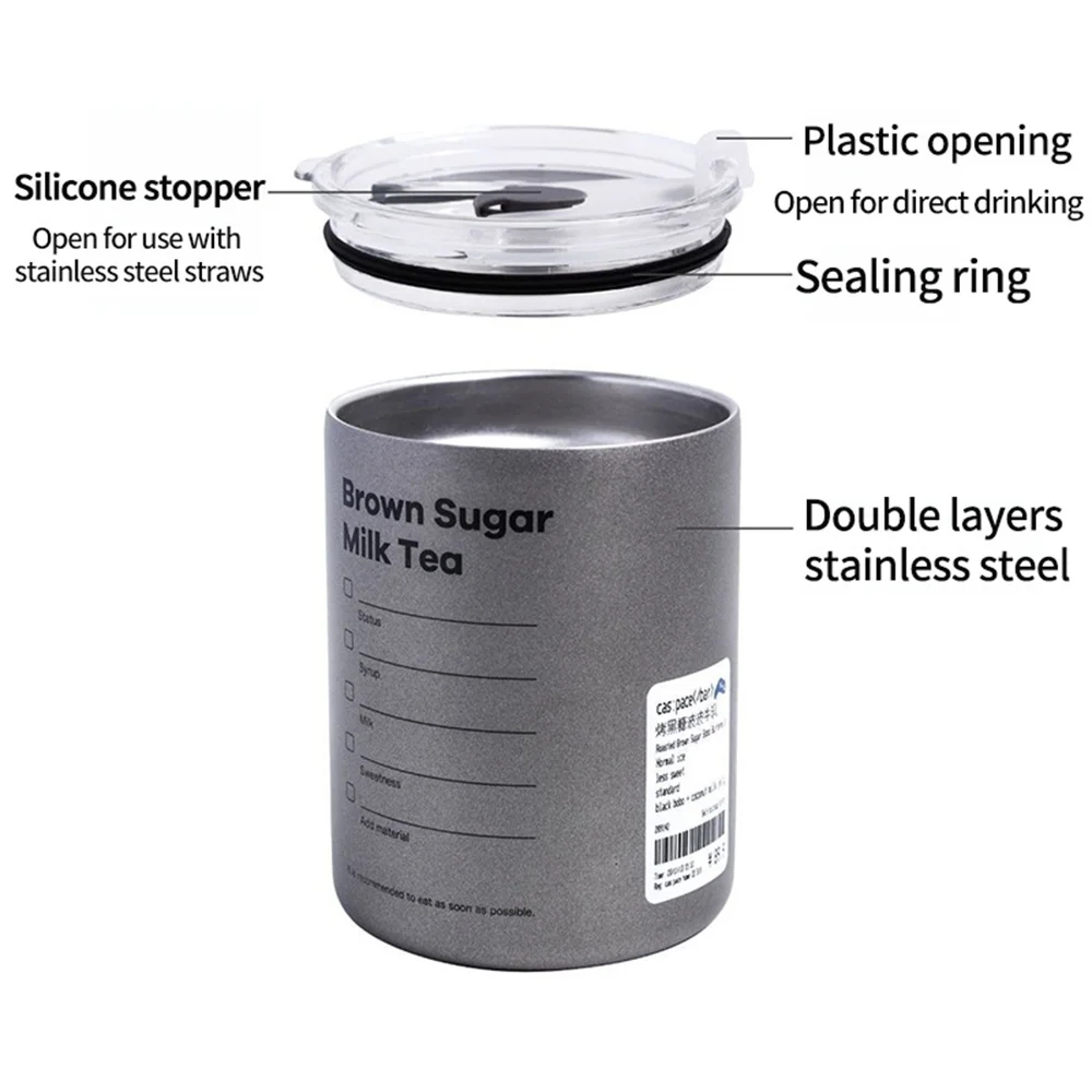 Portable Thermos Cup With Straw 304 Stainless Steel Coffee Mug Thermal Insulated Water Bottle 7