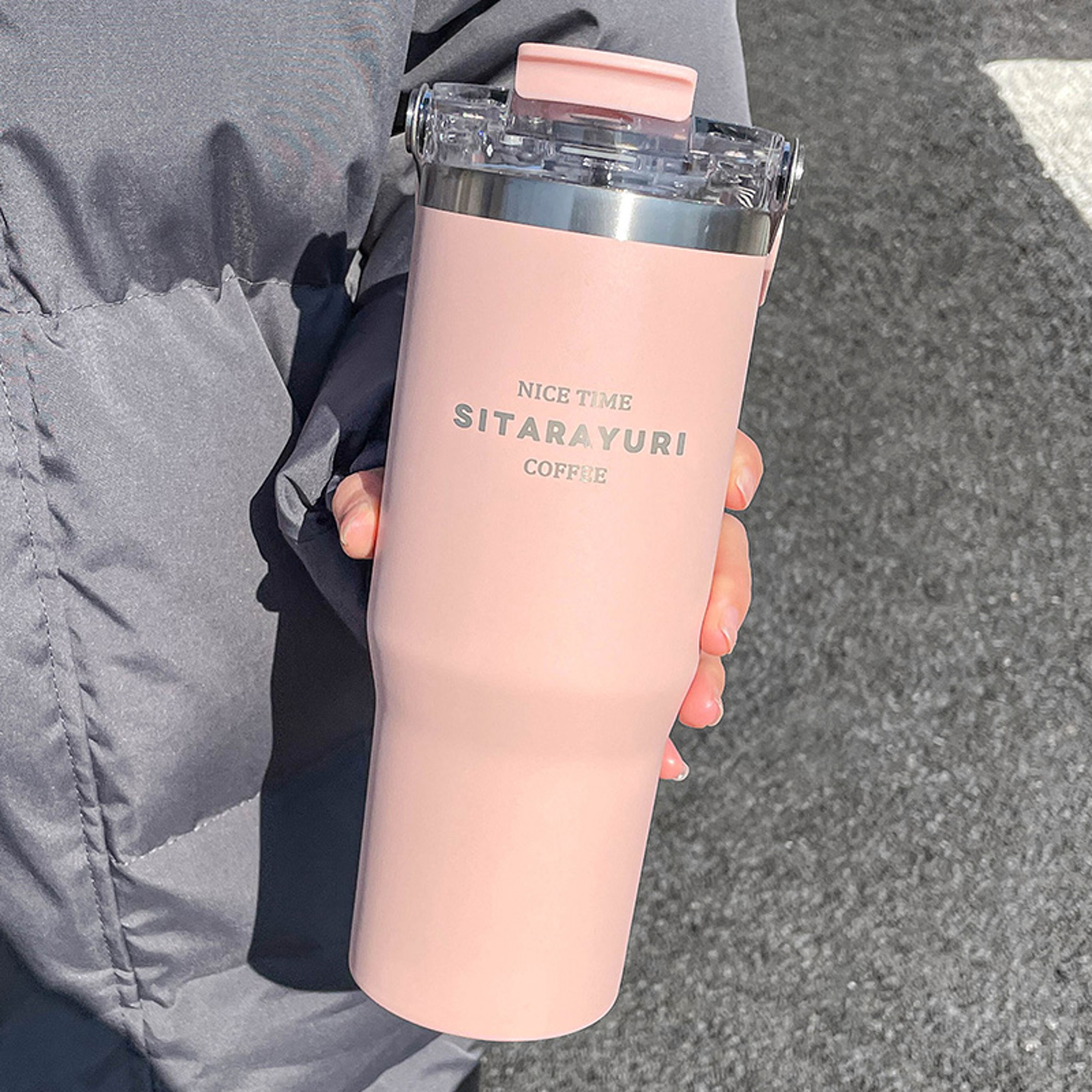 Drinking Coffee Water Cup With Straw Large Capacity Insulation Cup Simple Water Bottle For Office G 2