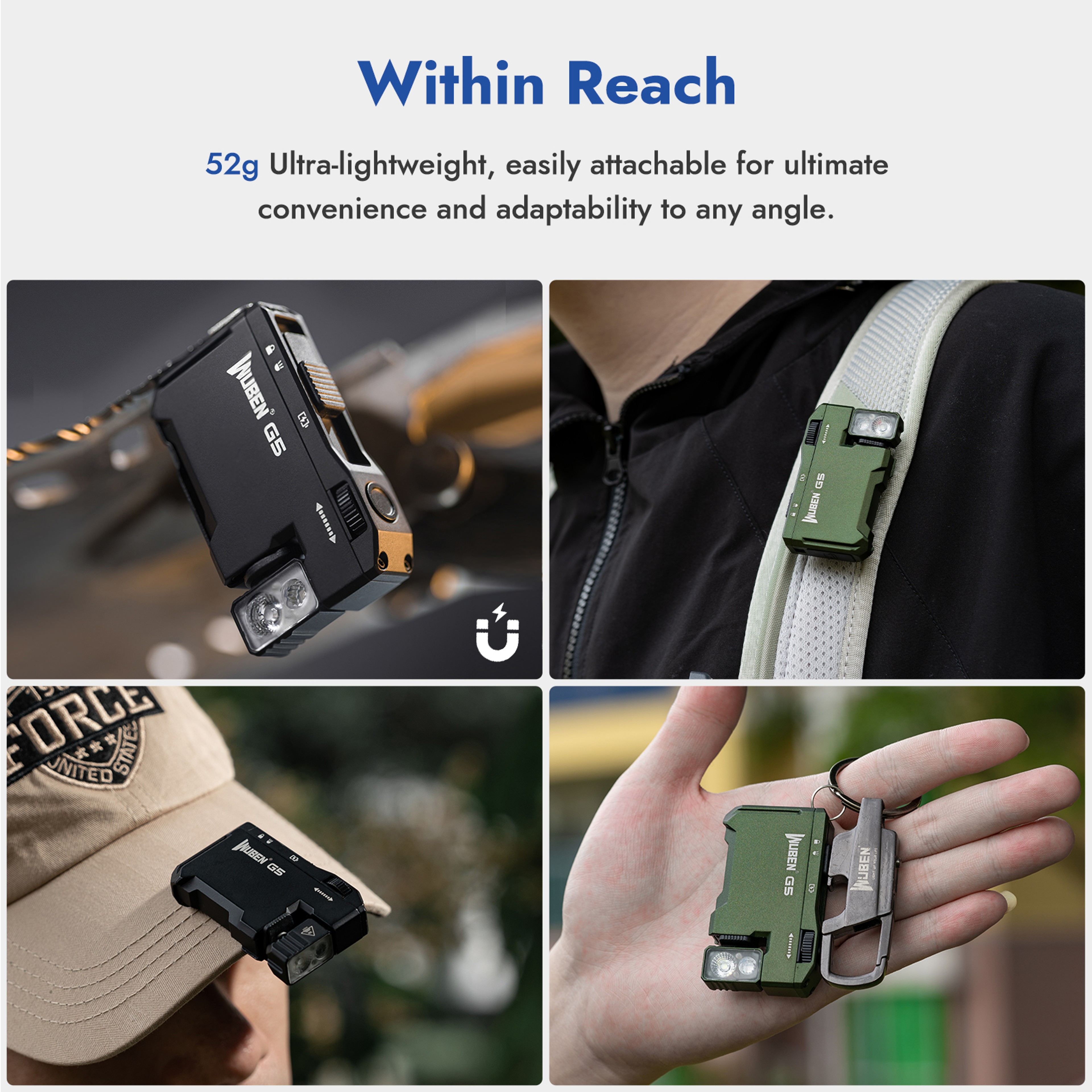 Portable Pocket Flashlight Rechargeable EDC Flashlight With Lumens Dual Light Sources 5