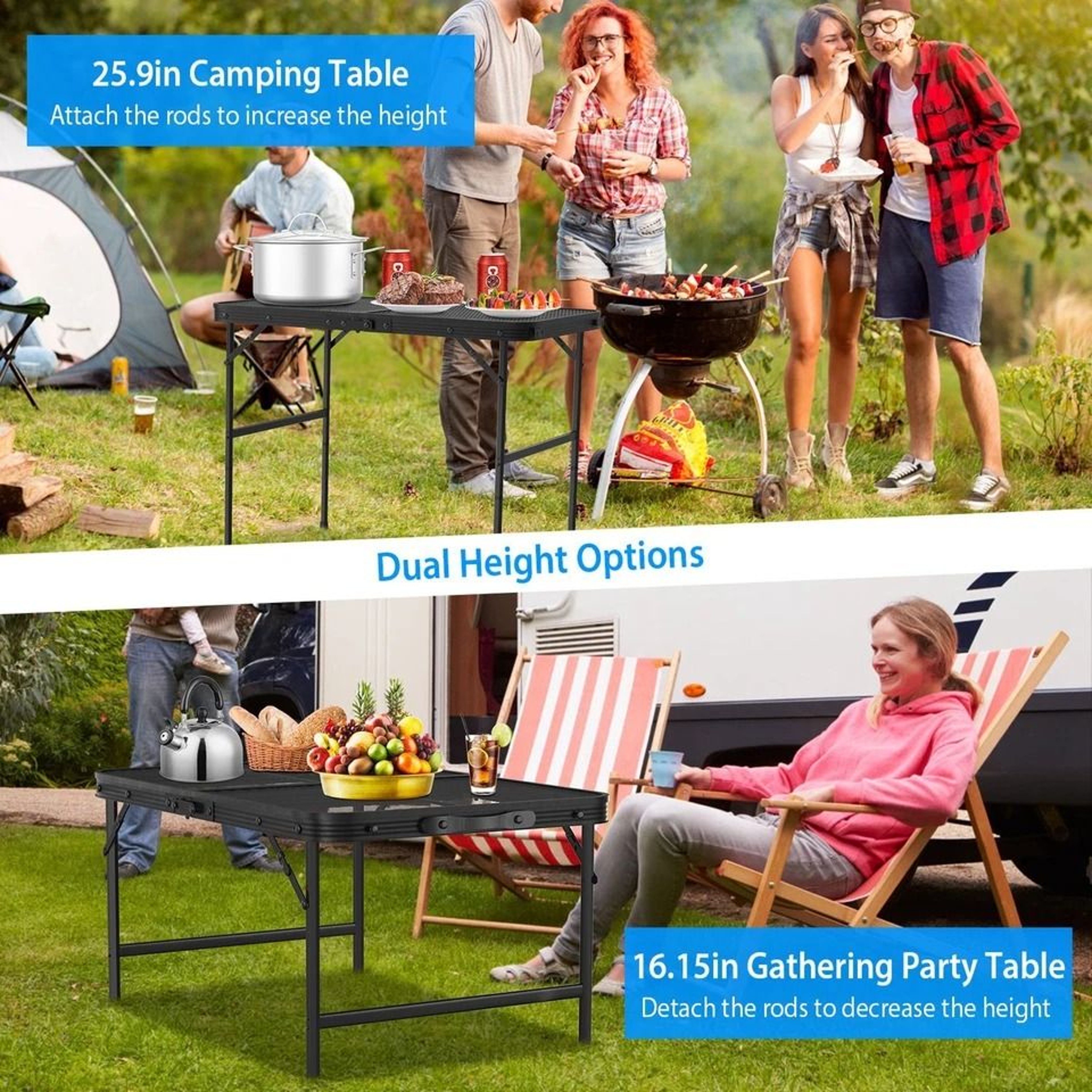 Aluminum Picnic Adjustable Folding Table 35x23 Grill Stand Table For Camping Portable Grill Table 1