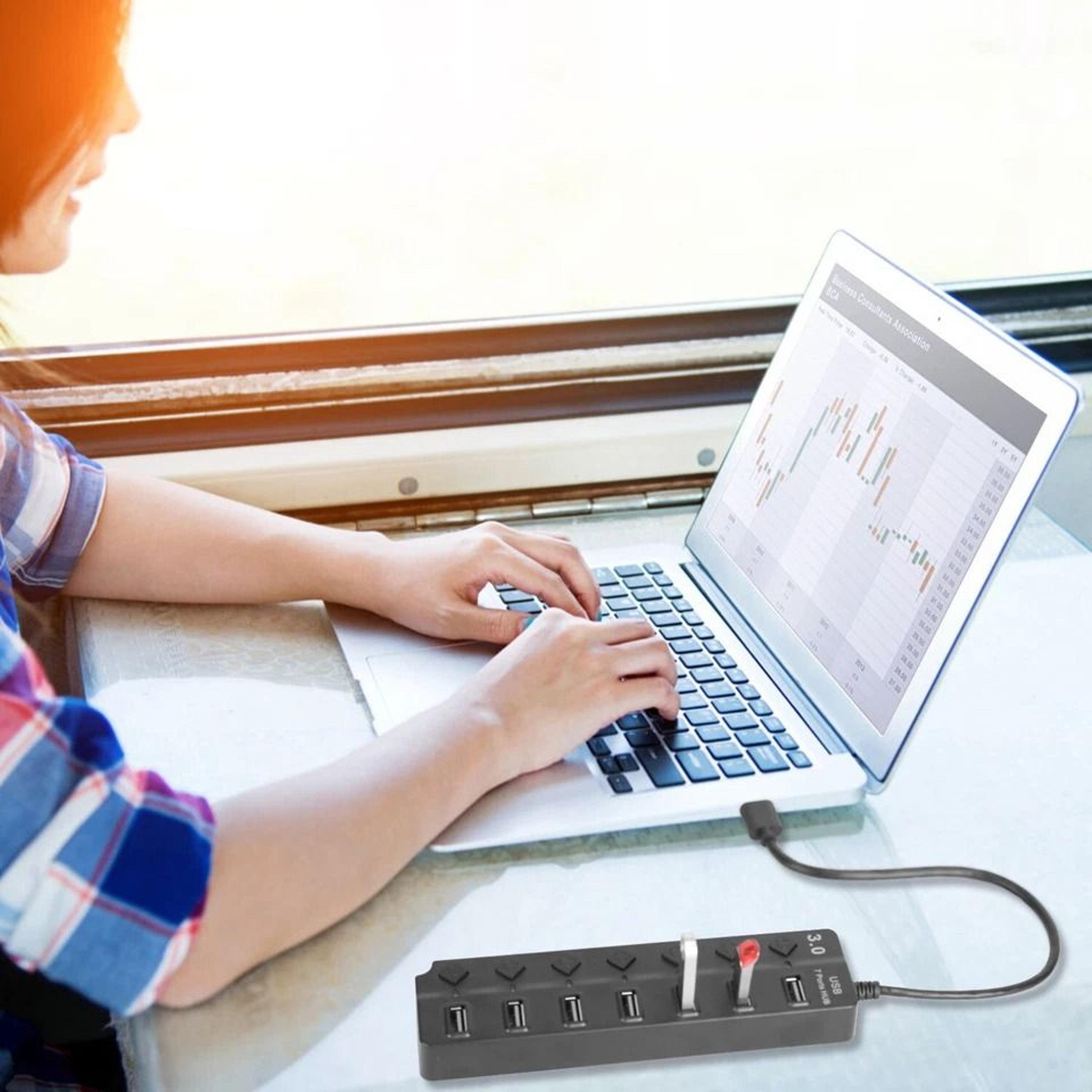 HighSpeed USB Hub Ports Data Splitter Individual OnOff Switches For PC Laptop 7