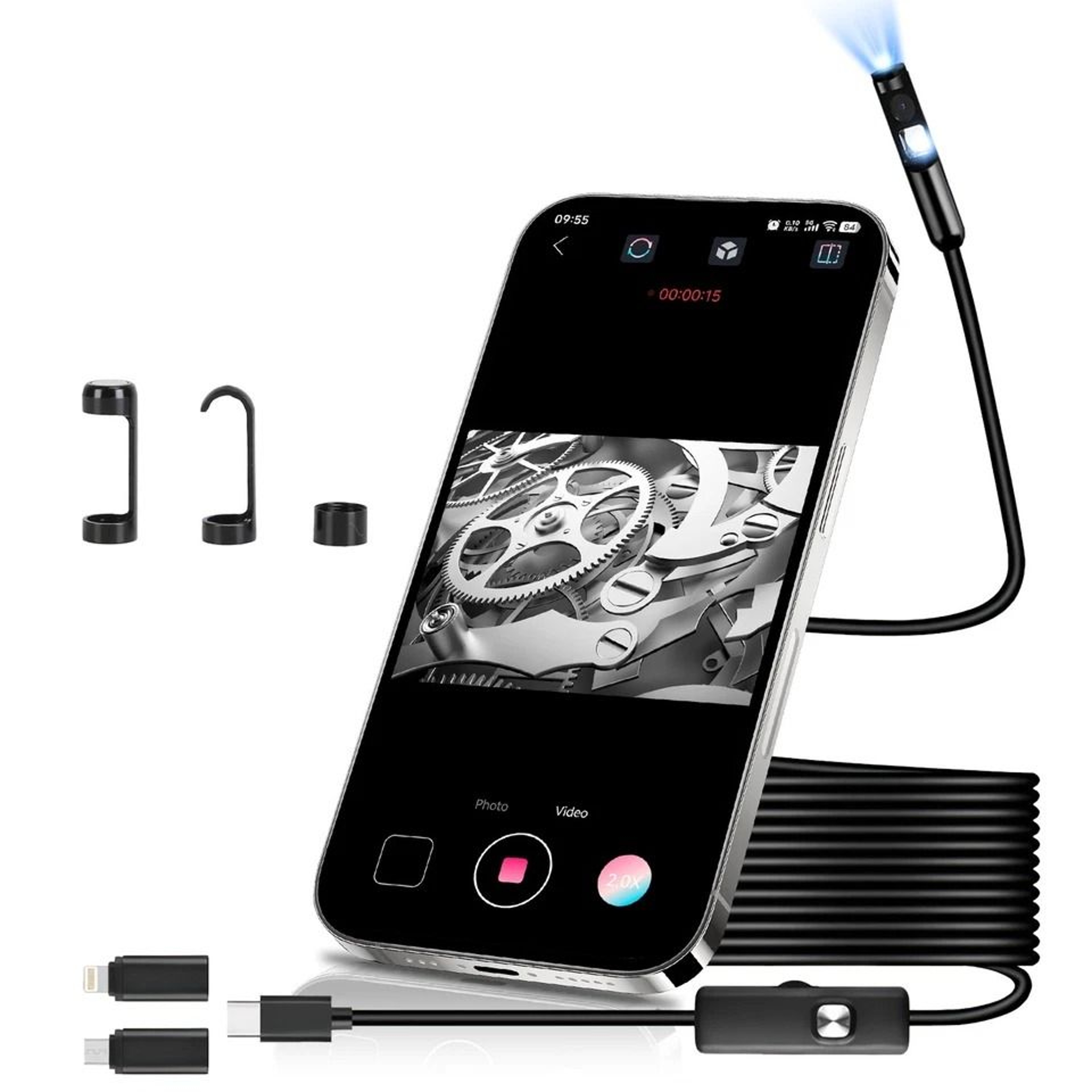 Endoscope Camera Inspection Tool With APP Control Waterproof Borescope For Engine Spark Plug  Pipe  0