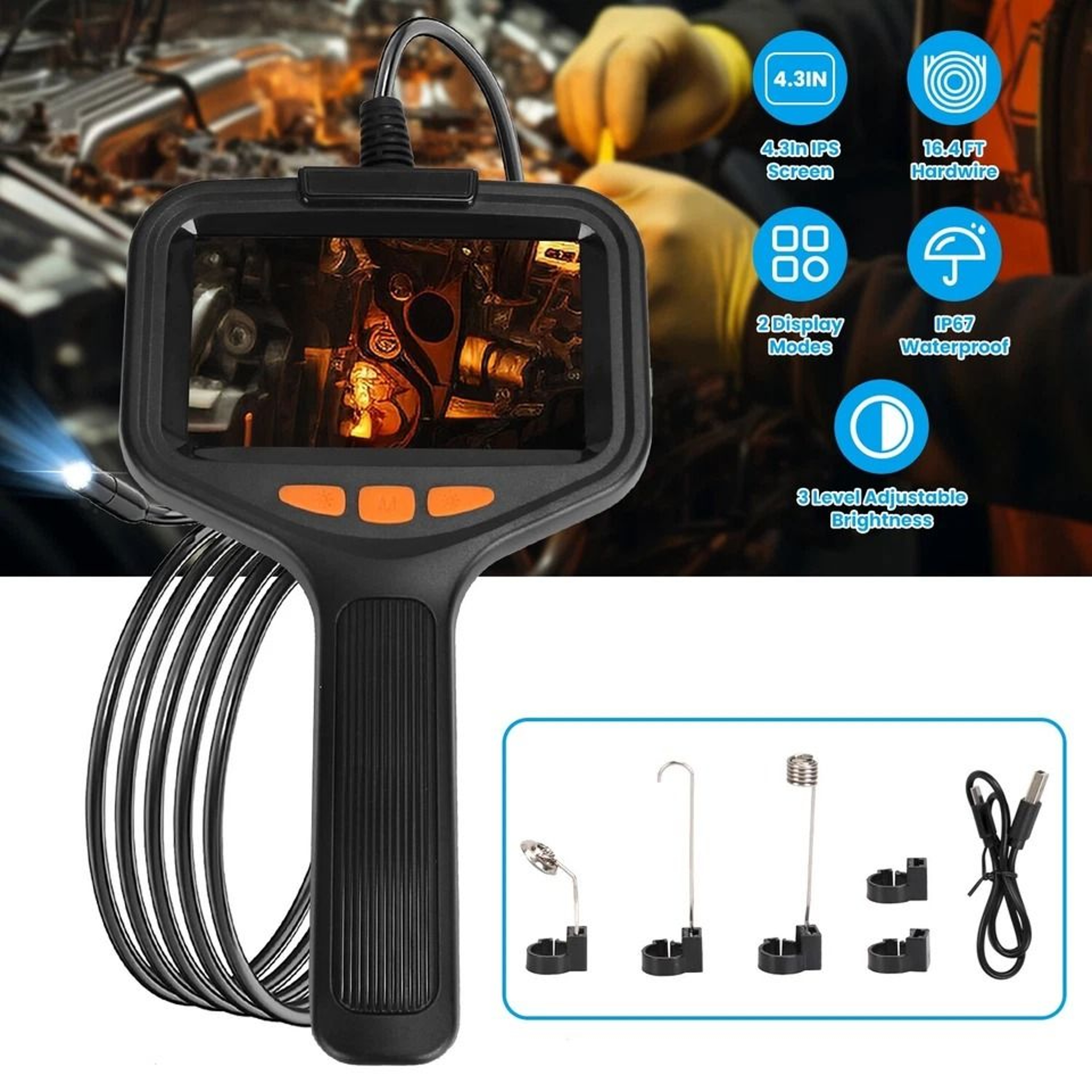 Waterproof Nspection Camera With Light Articulating Borescope Snake Camera Endoscope For Automotive 8