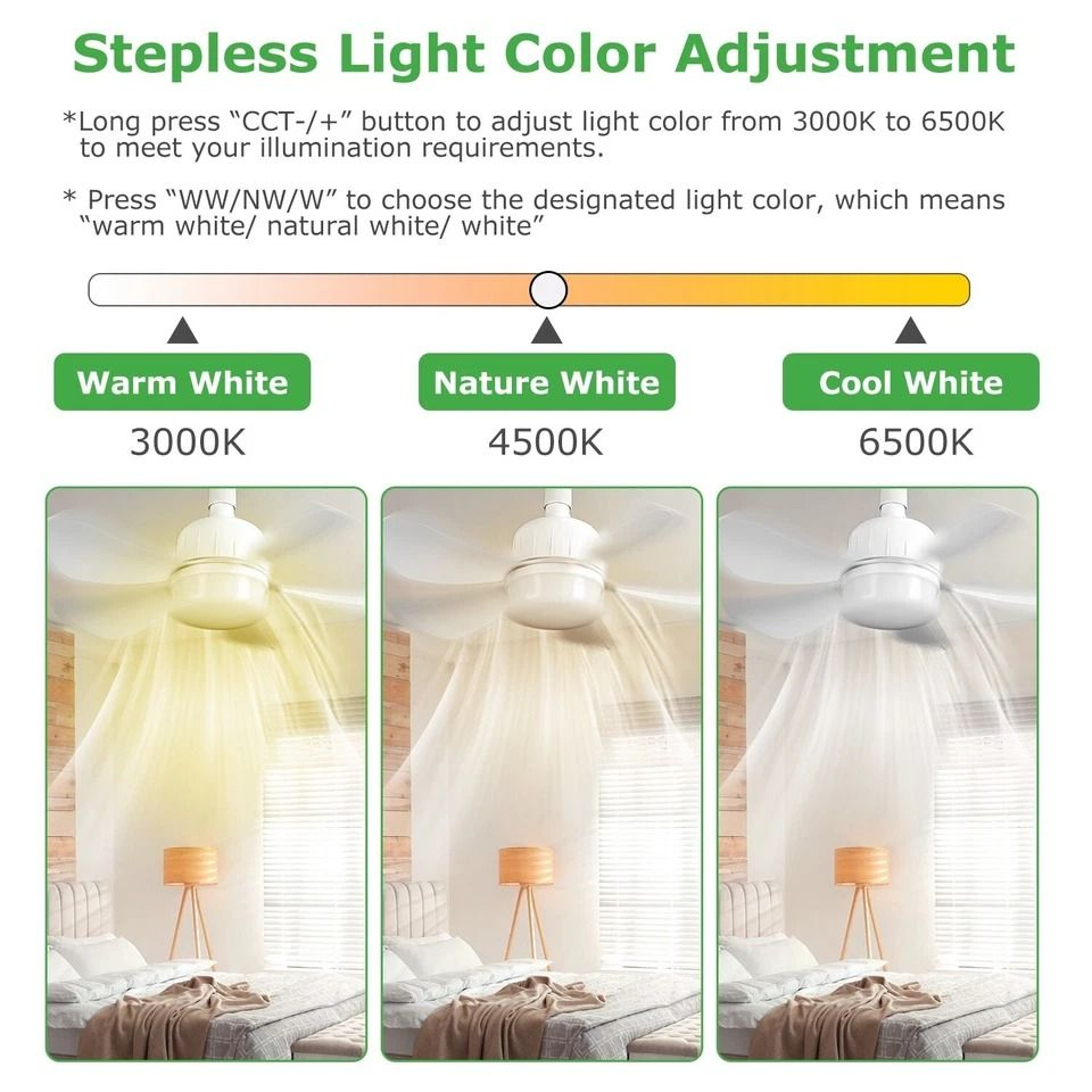 LED Ceiling Fan With Dimmable Socket RemoteControlled Fan Light Light Modes For Home  Office 3
