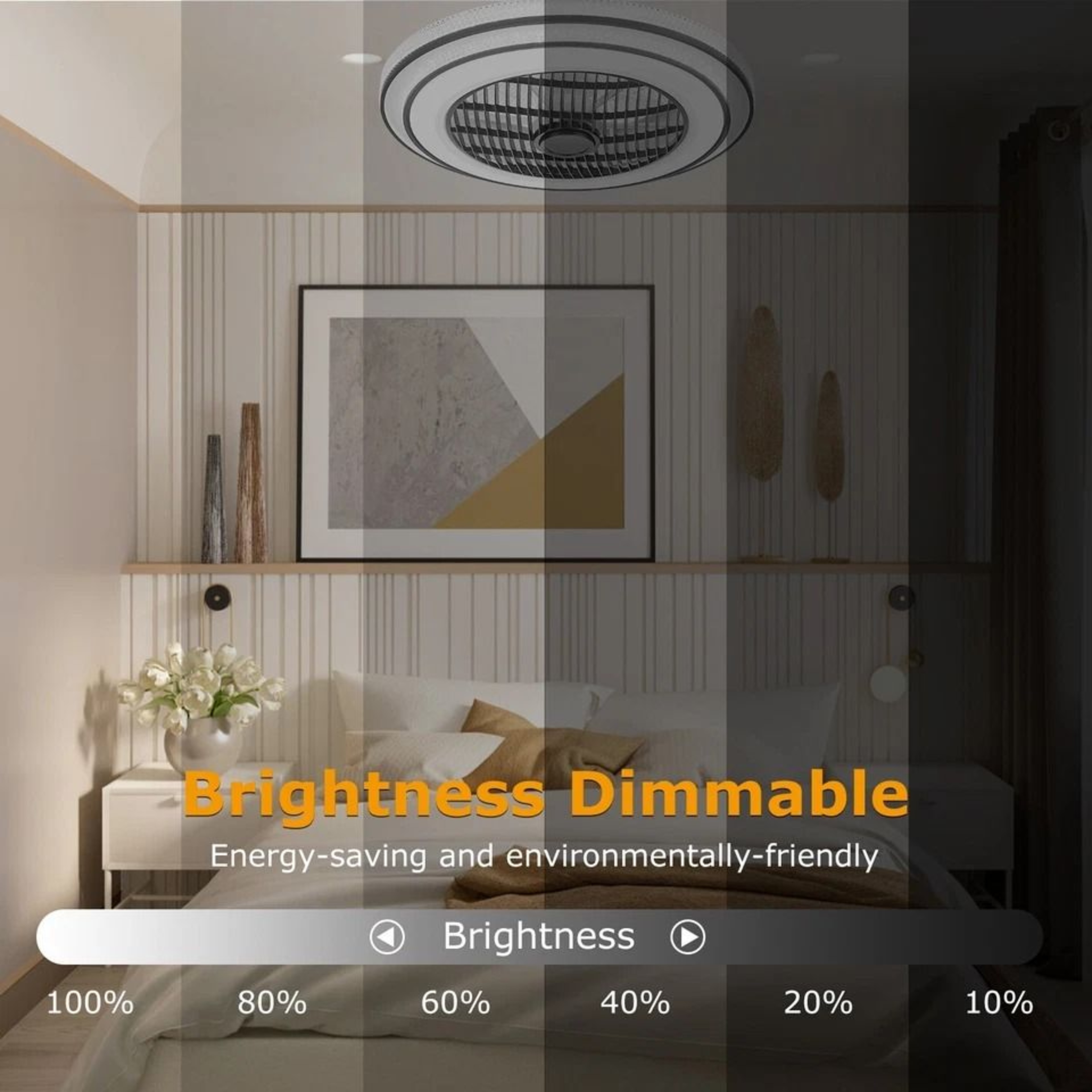 LED Ceiling Fan Lamp Modern Pendant Light With Remote Control Adjustable Speed Dimmable Light 4