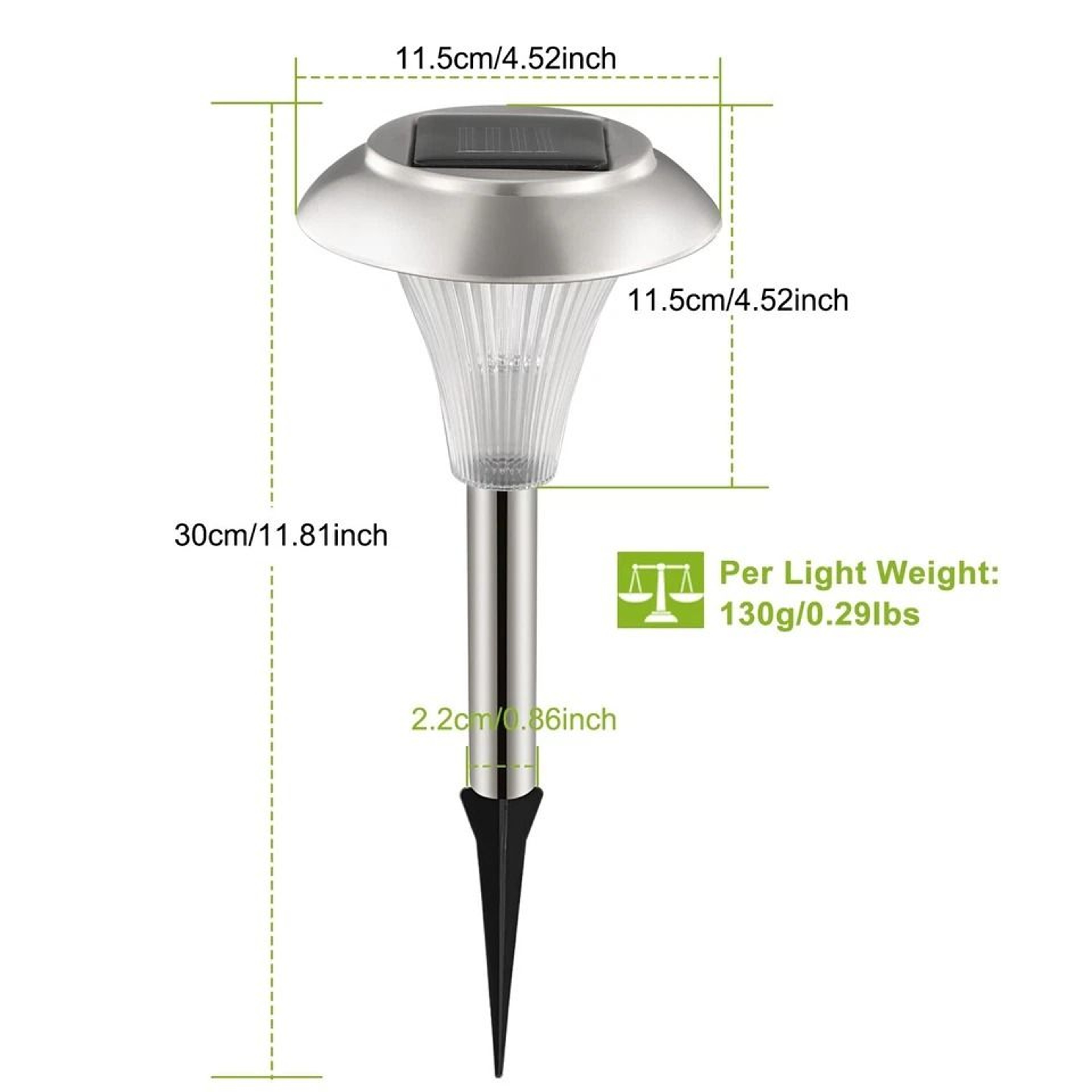 Outdoor Solar Garden Lights Color Changing LED Stainless Steel Lamps For Lawn Patio Waterproof Ener 8