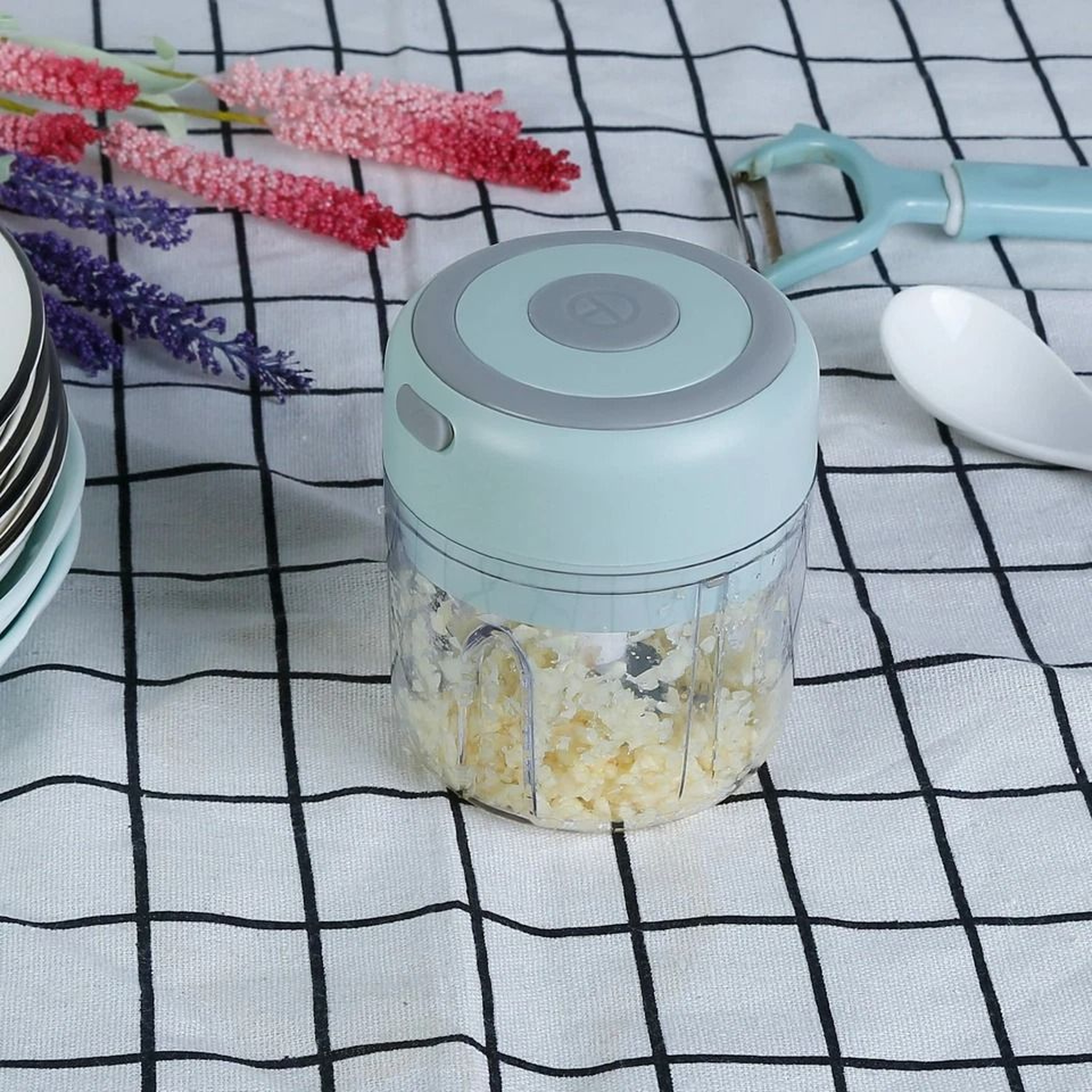 USB Rechargeable Electric Garlic Chopper Onion Meat Grinder Mincer Blender Mixer For Easy Food Prep 11