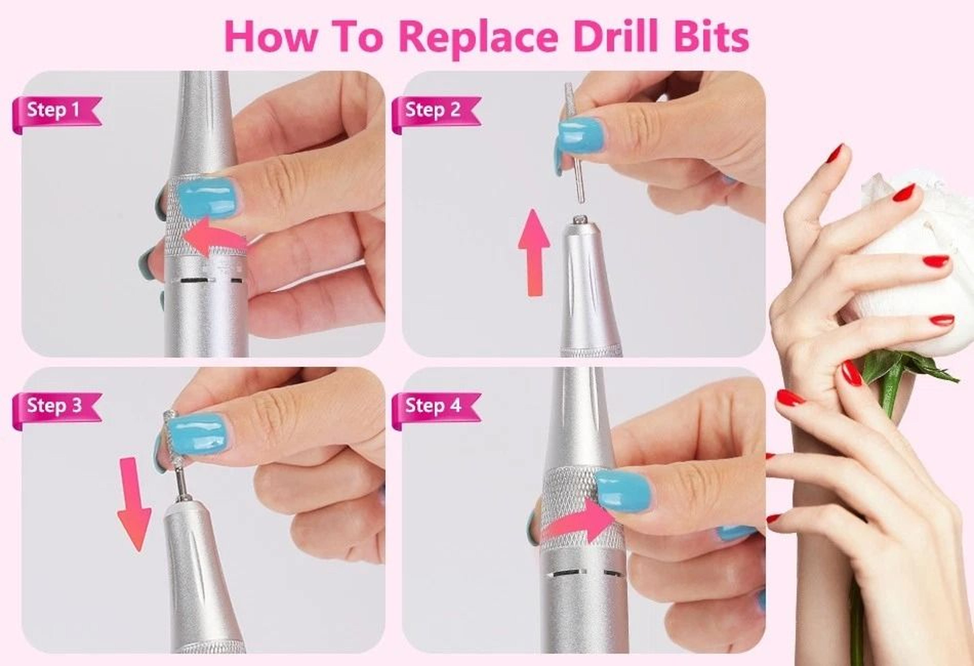 HighSpeed Electric Nail Drill RPM Bits Nail Drill Machine With Waist Clip 8