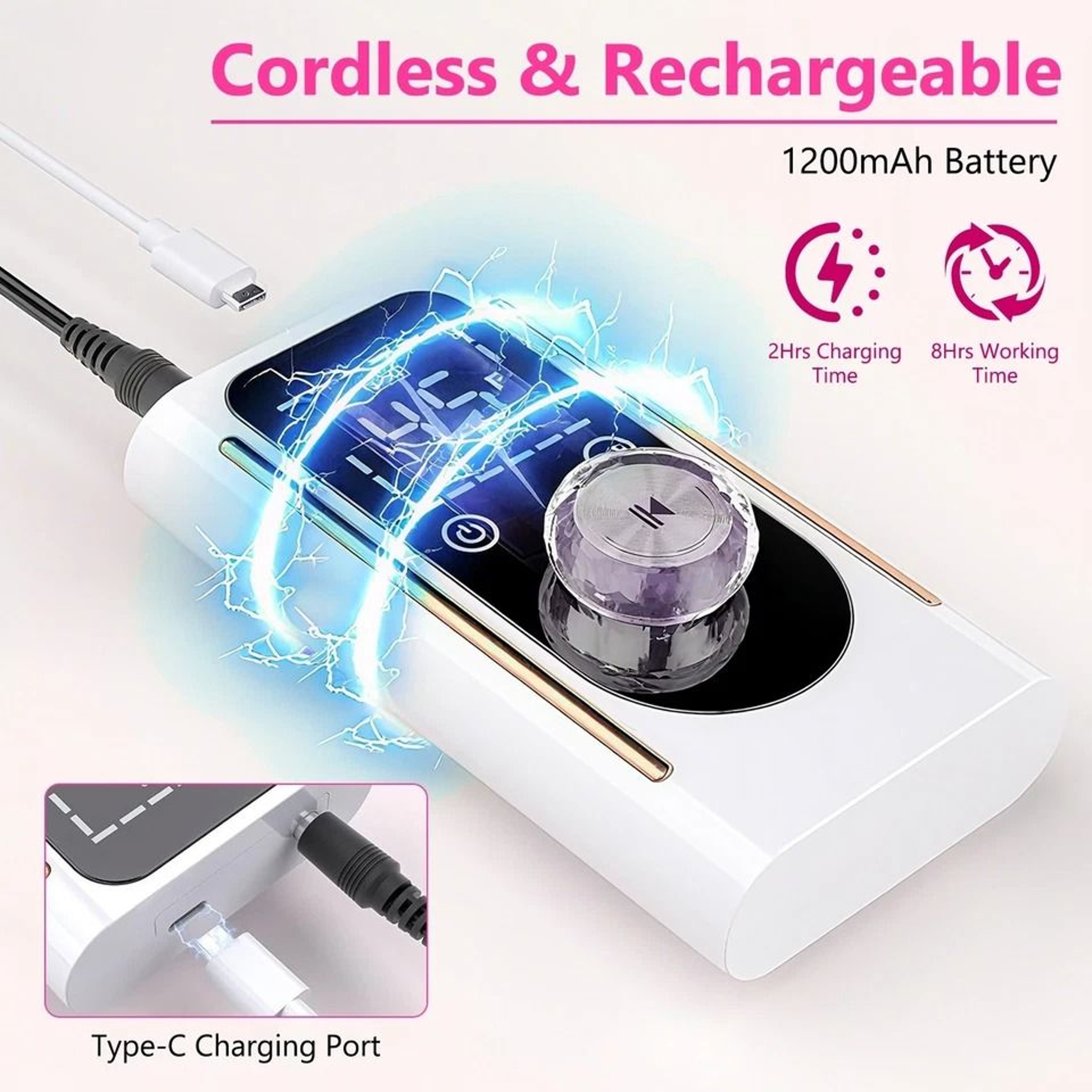 HighSpeed Electric Nail Drill RPM Bits Nail Drill Machine With Waist Clip 9