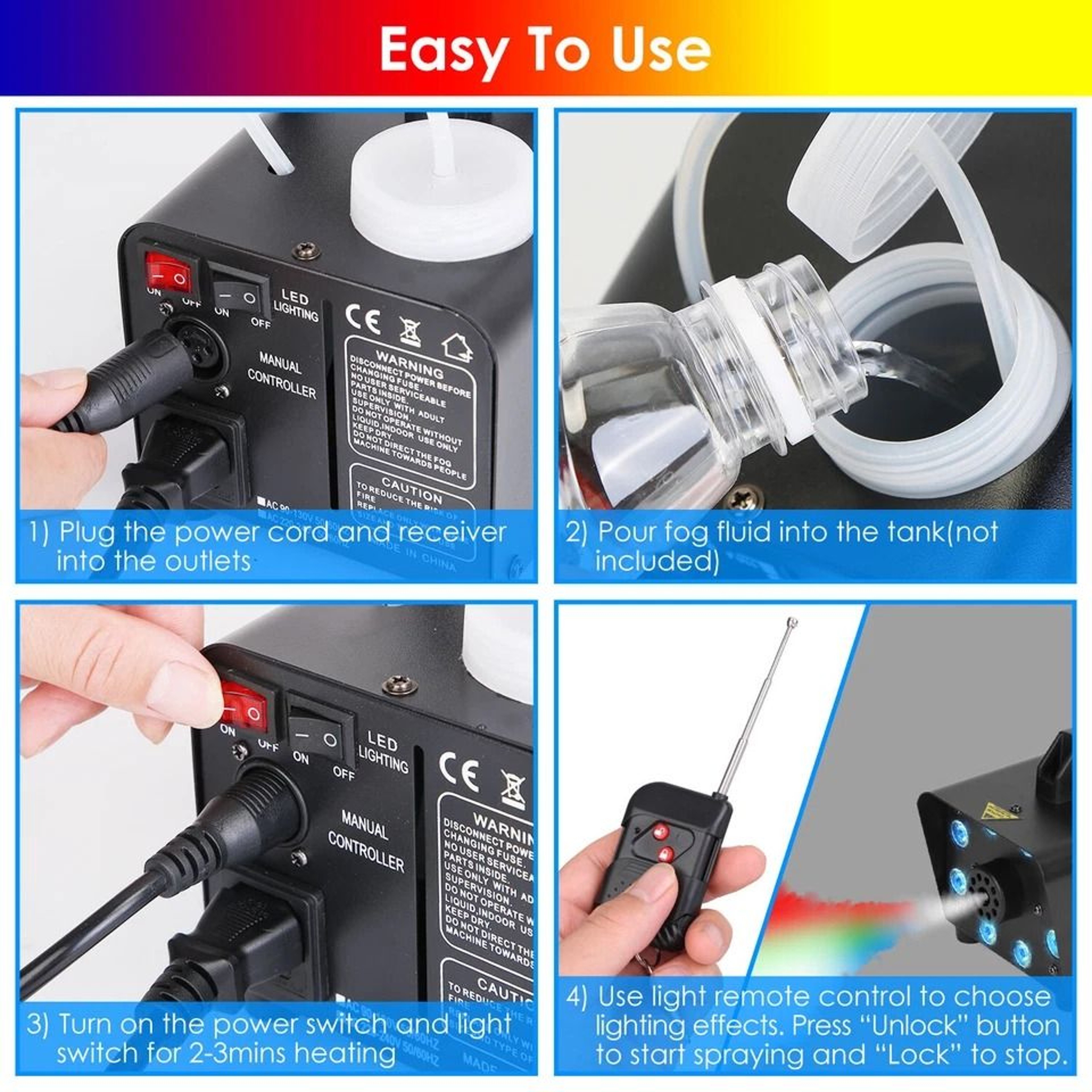 Fog Machine With LED Color Effects  Remote Control For Weddings Parties And Stage Lighting 7